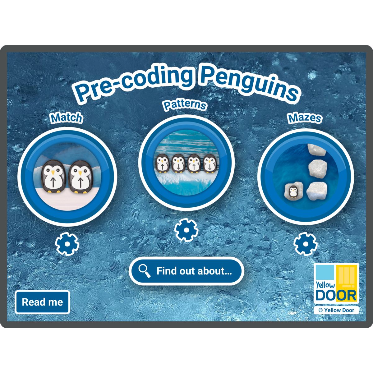 Yellow Door Pre-coding Penguins aplicatie labirinturi tipare