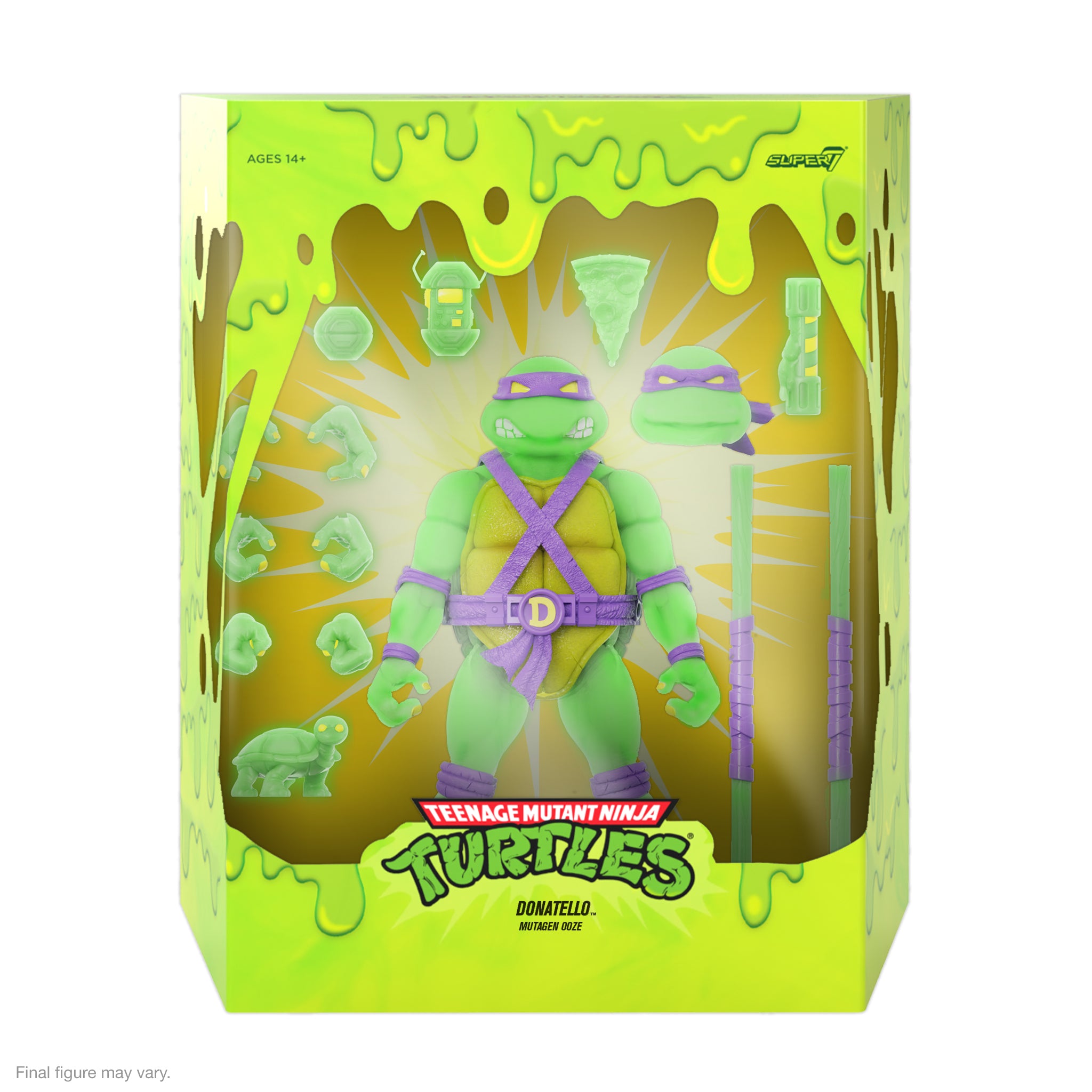 Super7 Ultimates Donatello Mutagen Ooze figurină glow