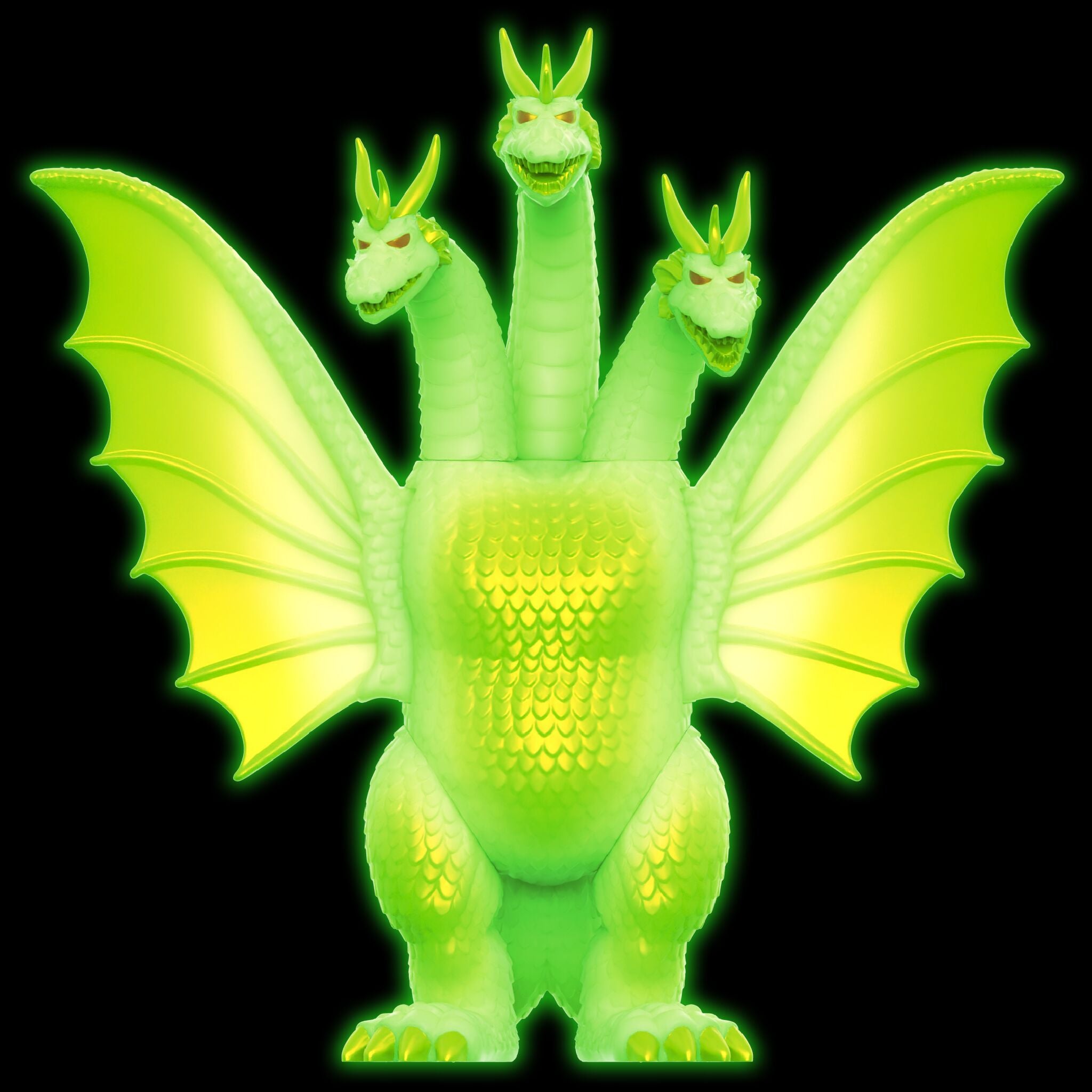 Super7 Toho ReAction King Ghidorah figurina fosforescenta