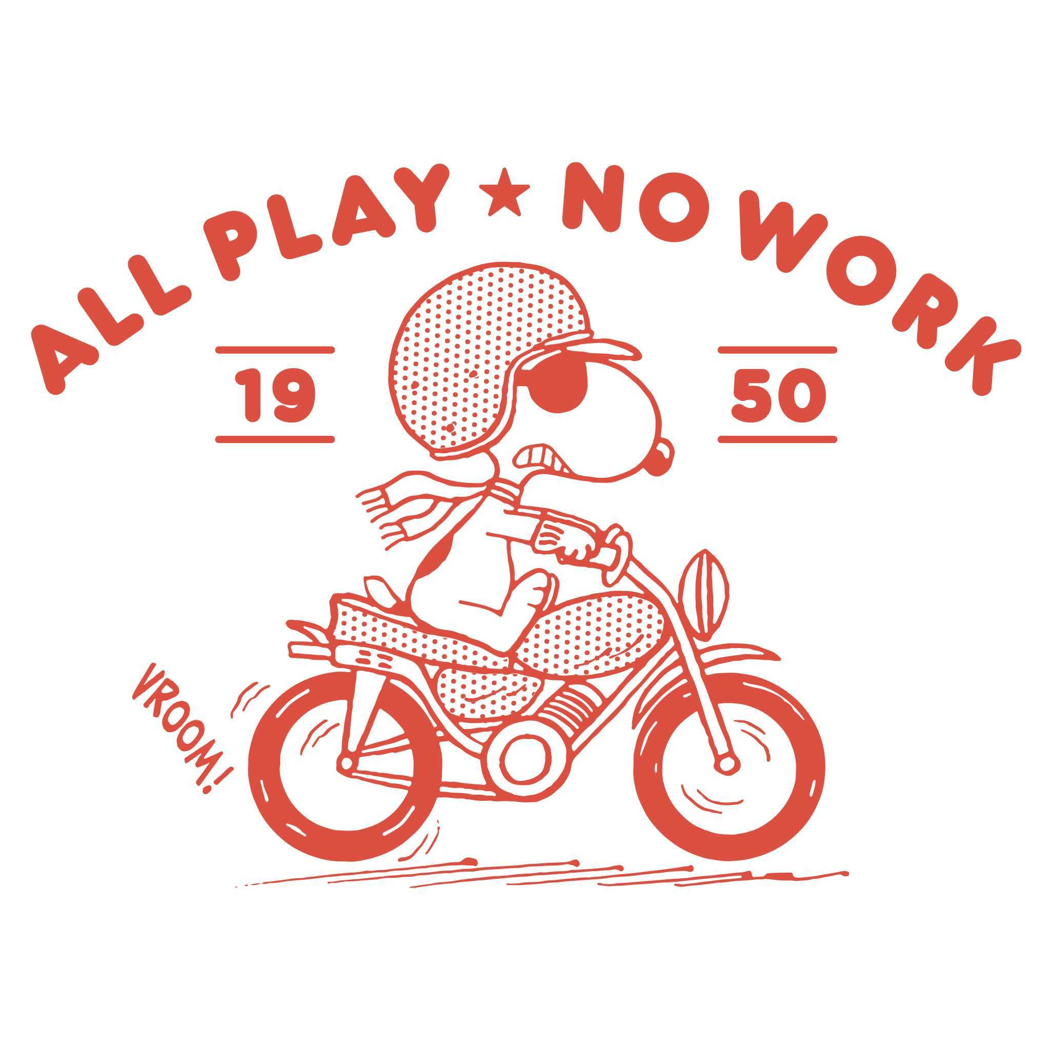 Super7 Peanuts Snoopy Motorcycle tricou alb bumbac