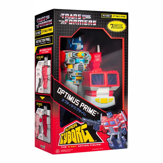 Super7 Transformers Super Cyborg Optimus Prime figura 28 cm G1
