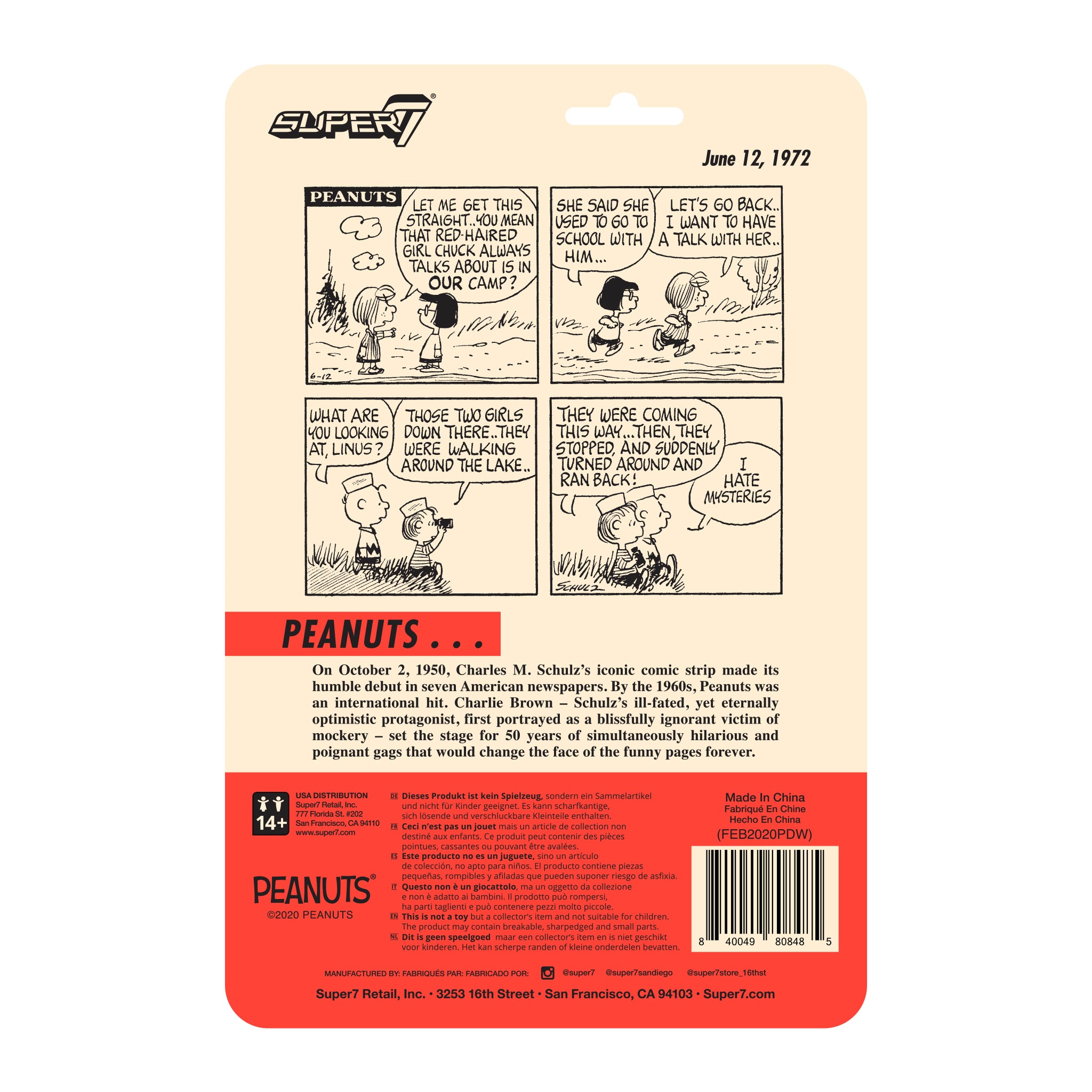 Super7 Peanuts ReAction Camp Linus figurină 9,5 cm