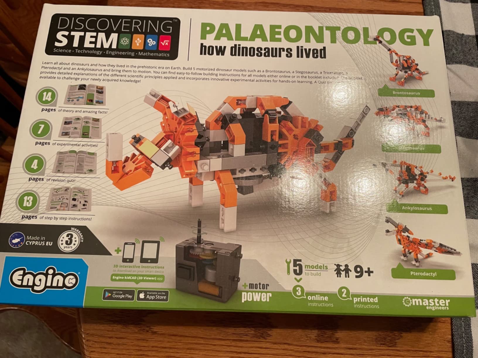 Engino Discovering STEM Paleontology set construcție 6 modele dinozauri