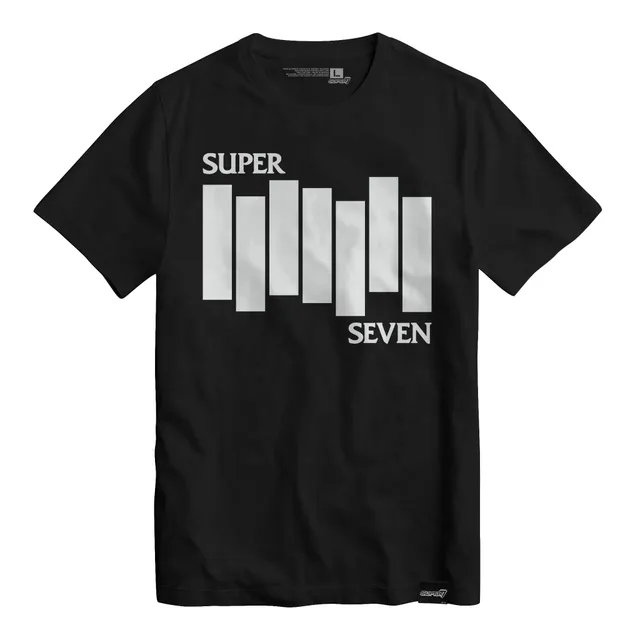Super7 Flag tricou negru bumbac 100% maneca scurta