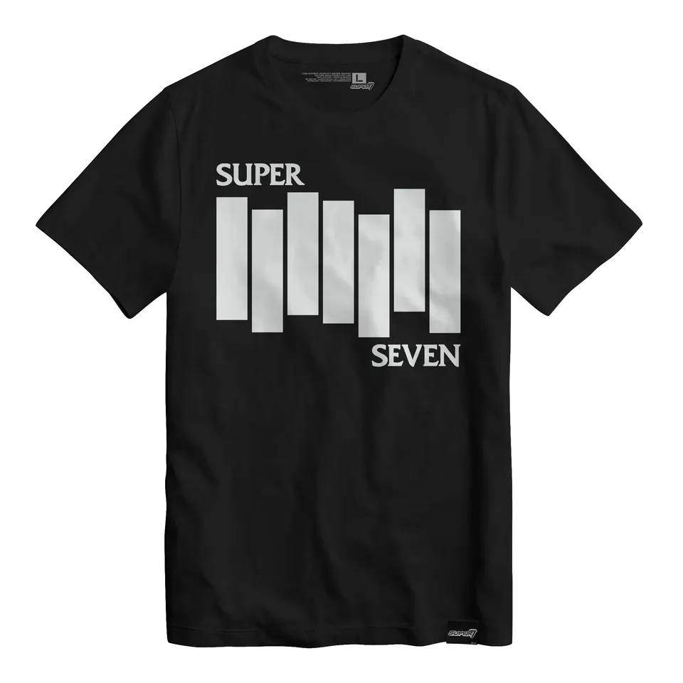 Super7 Flag tricou negru bumbac 100% maneca scurta