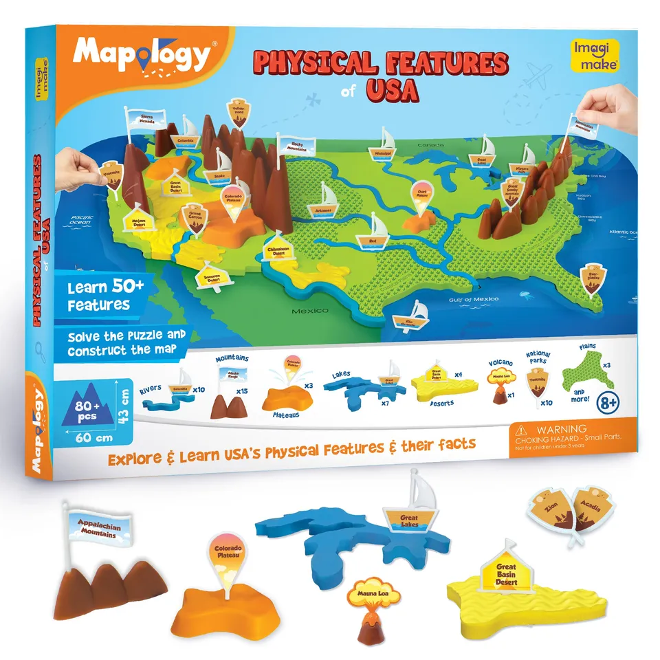 Imagimake Mapology SUA puzzle harta relief 50 repere