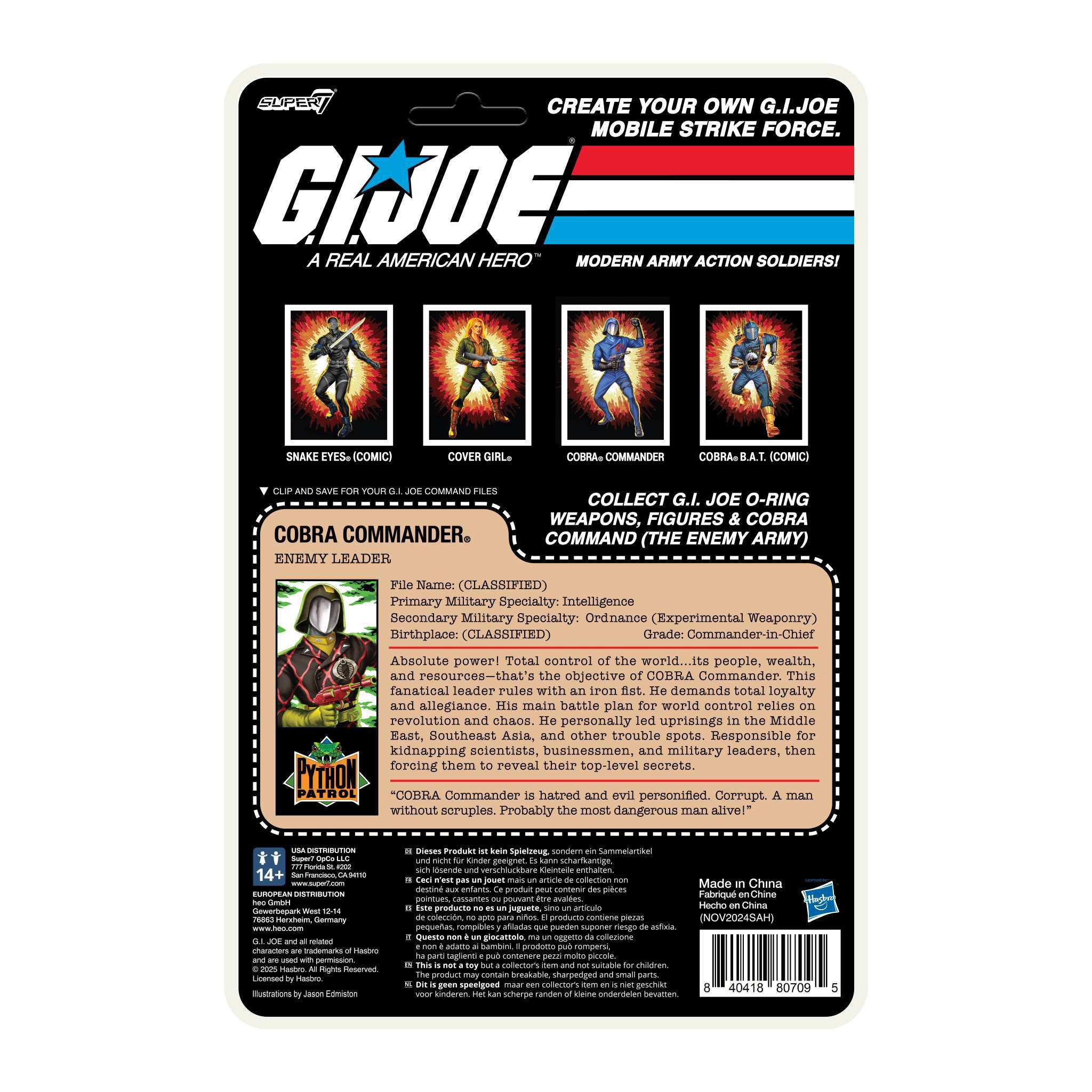 Super7 G.I. Joe ReAction+ Cobra Commander Python Patrol figura