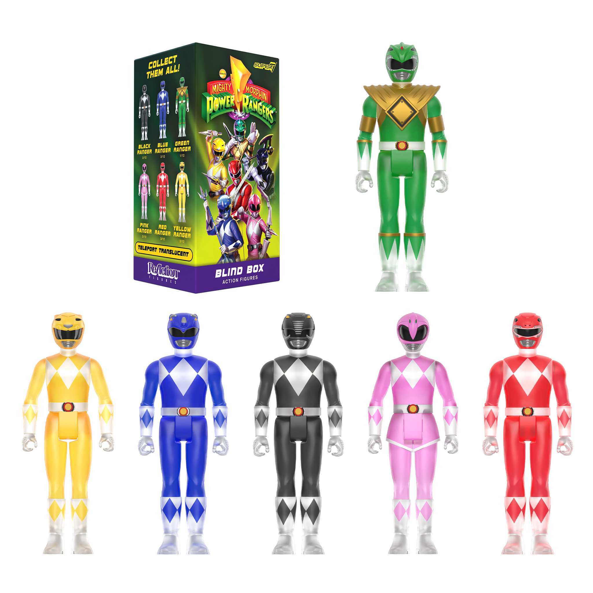 Super7 Power Rangers Blind Box Wave 01 figurine set 12 buc translucid