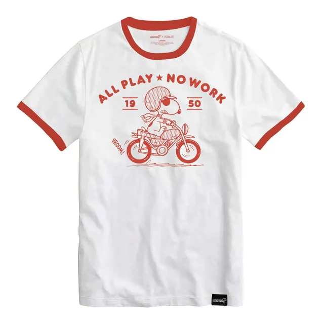Super7 Peanuts Snoopy Motorcycle tricou alb bumbac
