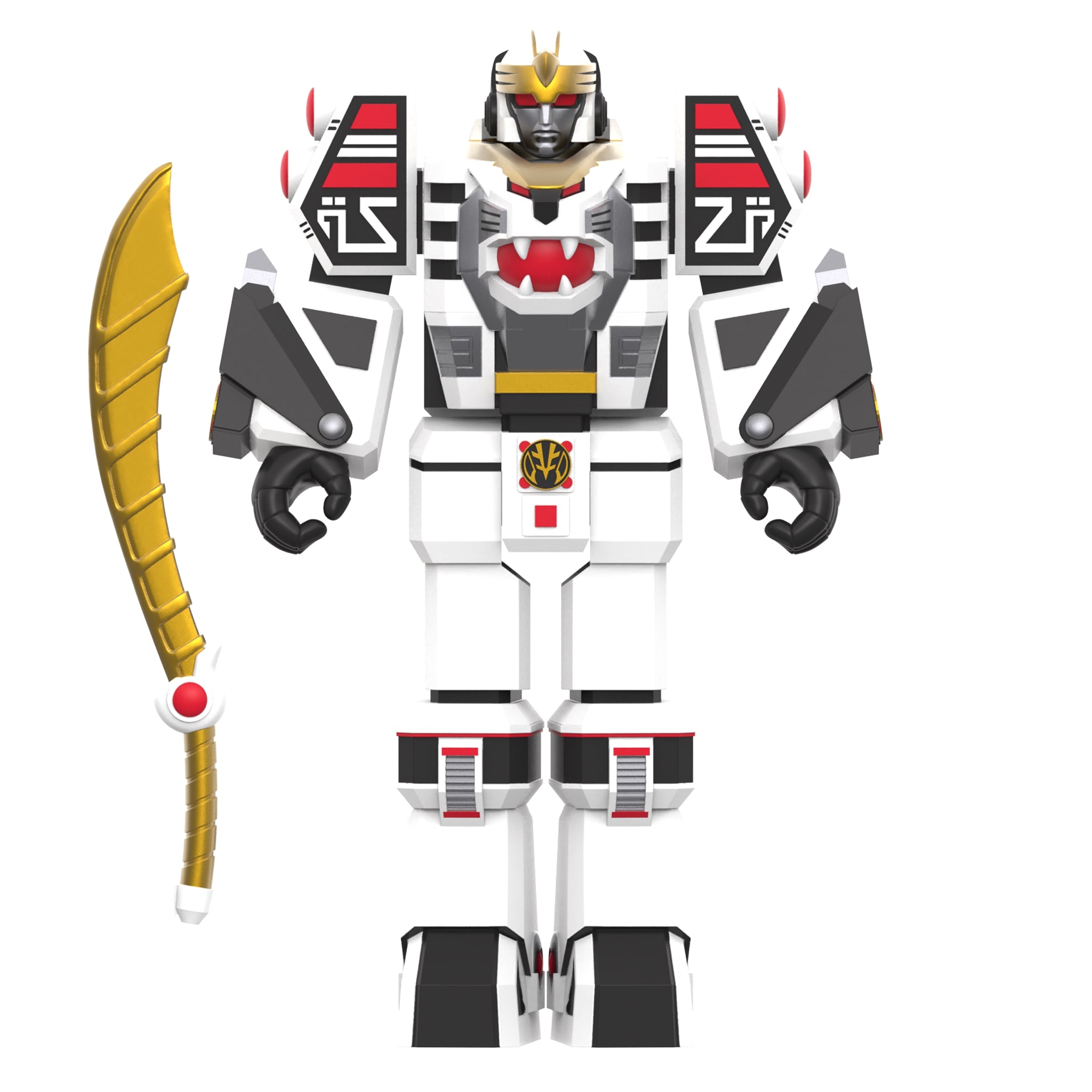 Super7 Power Rangers ReAction White TigerZord Warrior 6" metalic