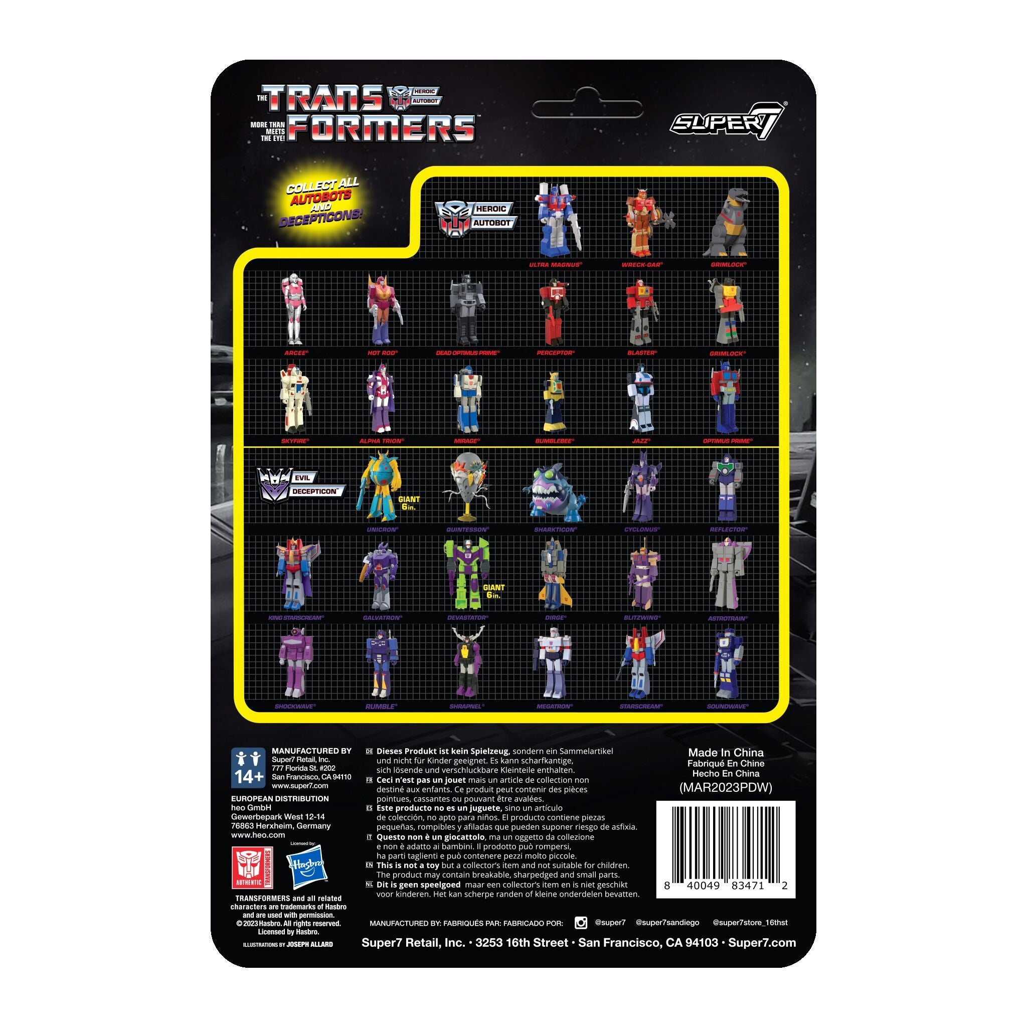 Super7 ReAction Optimus Prime figurina portocaliu-negru Halloween