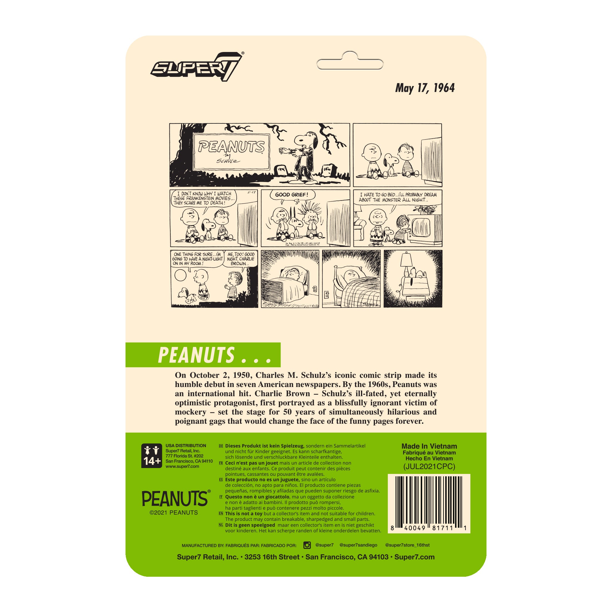 Super7 Peanuts ReAction Franken-Snoopy figurina 9,5 cm