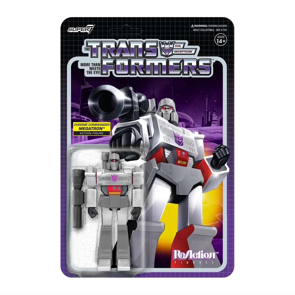Super7 Transformers ReAction Megatron Chrome Commander figurină