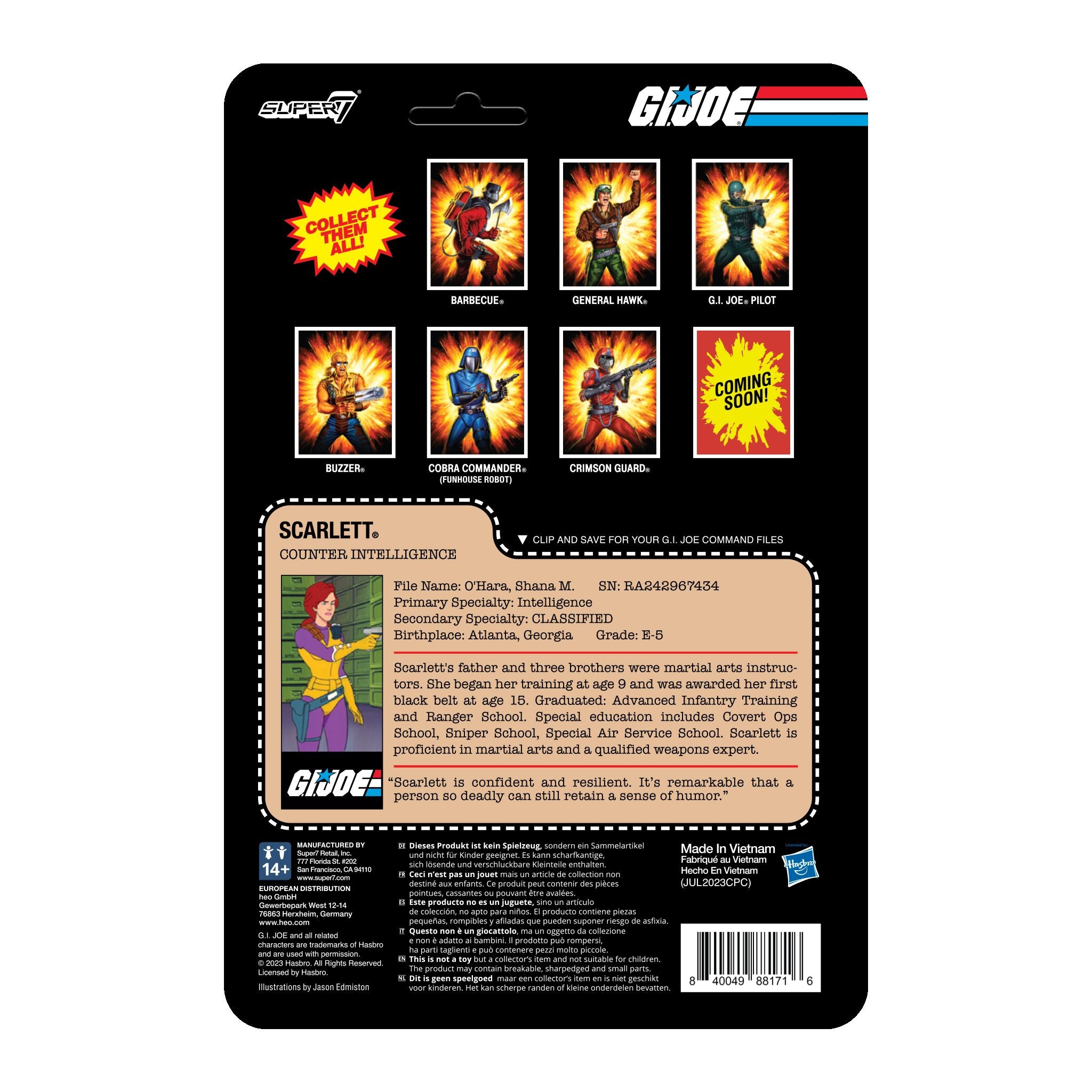 Super7 G.I. Joe ReAction Scarlett DIC Purple figurină 9,5 cm