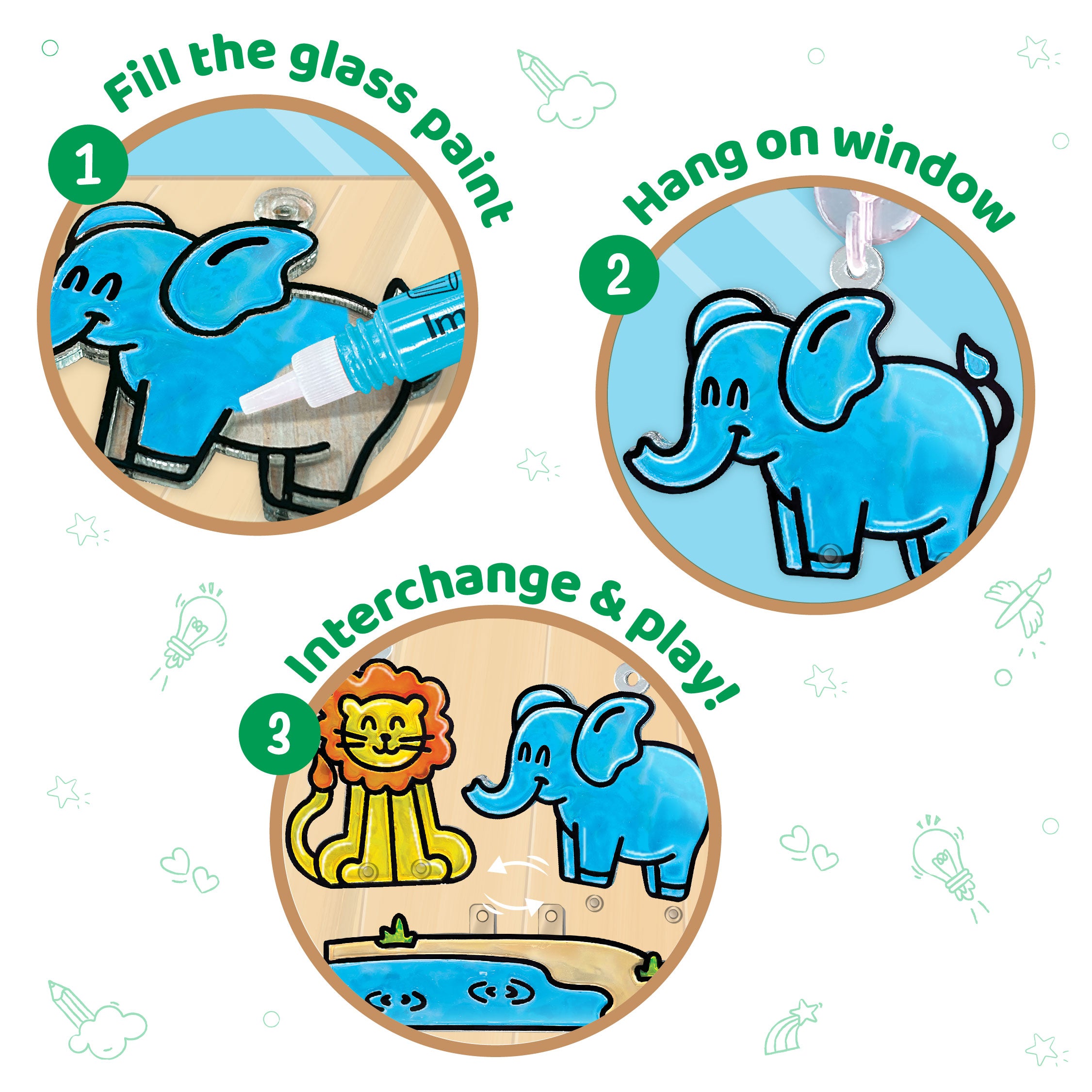 Imagimake Window Art kit pictură sticlă junglă