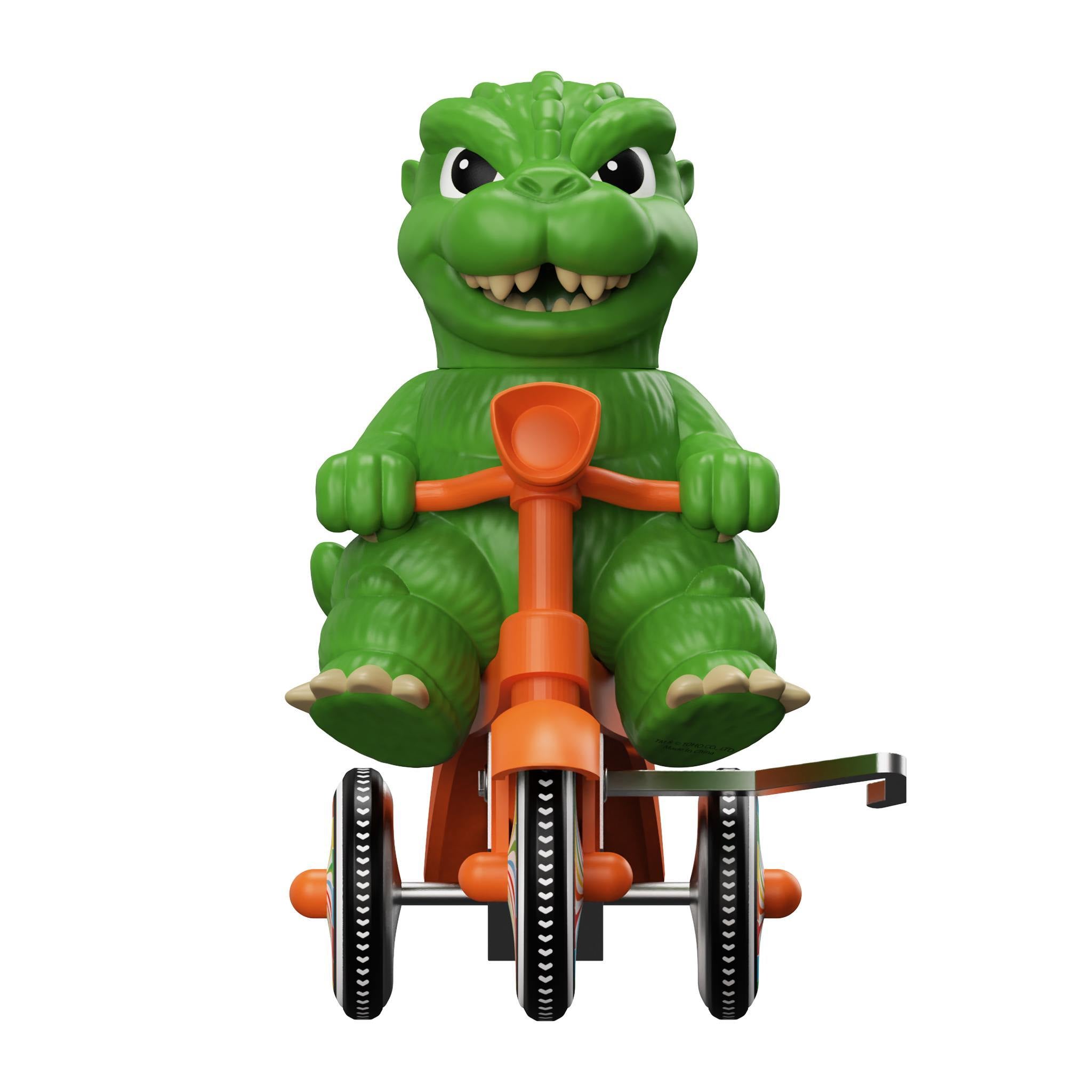 Super7 Toho Super Cycles Godzilla tricicleta verde rosu