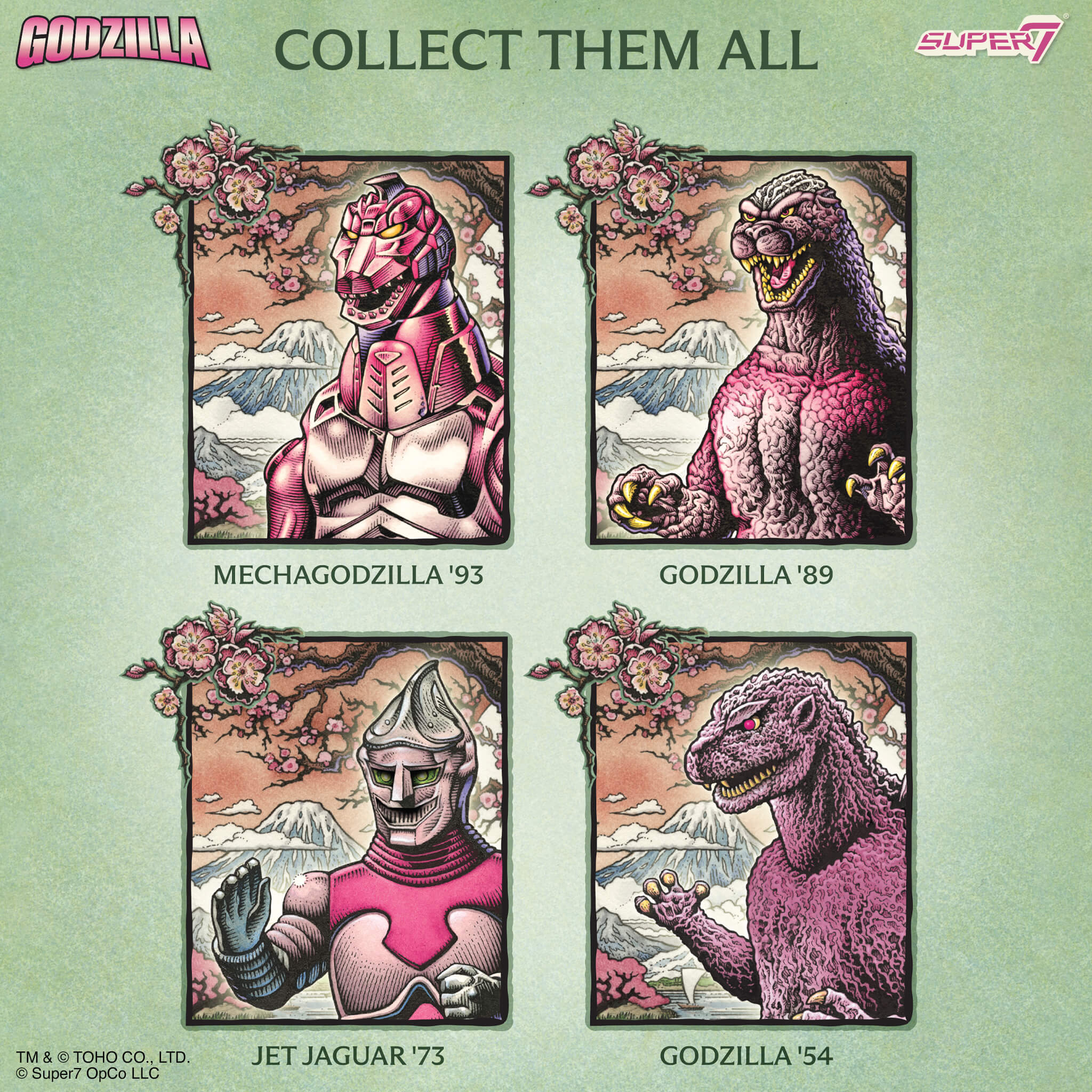 Super7 Toho Godzilla 89 Cherry Blossom figurina roz