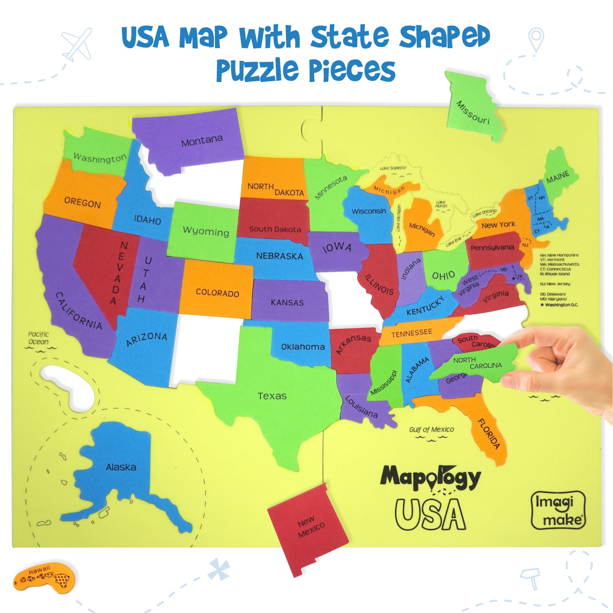 Imagimake Mapology USA puzzle harta 44 state 4 ani+