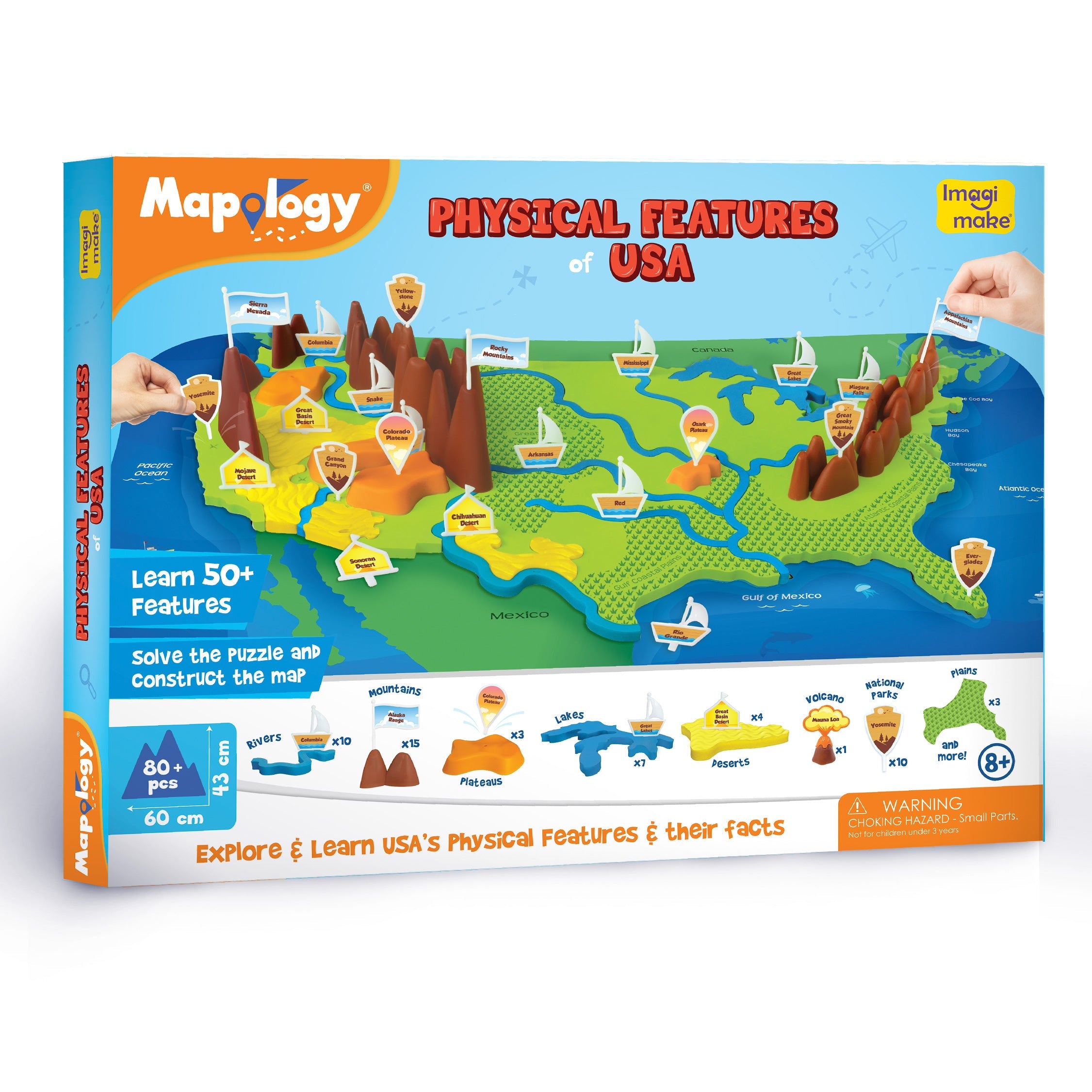 Imagimake Mapology SUA puzzle harta relief 50 repere