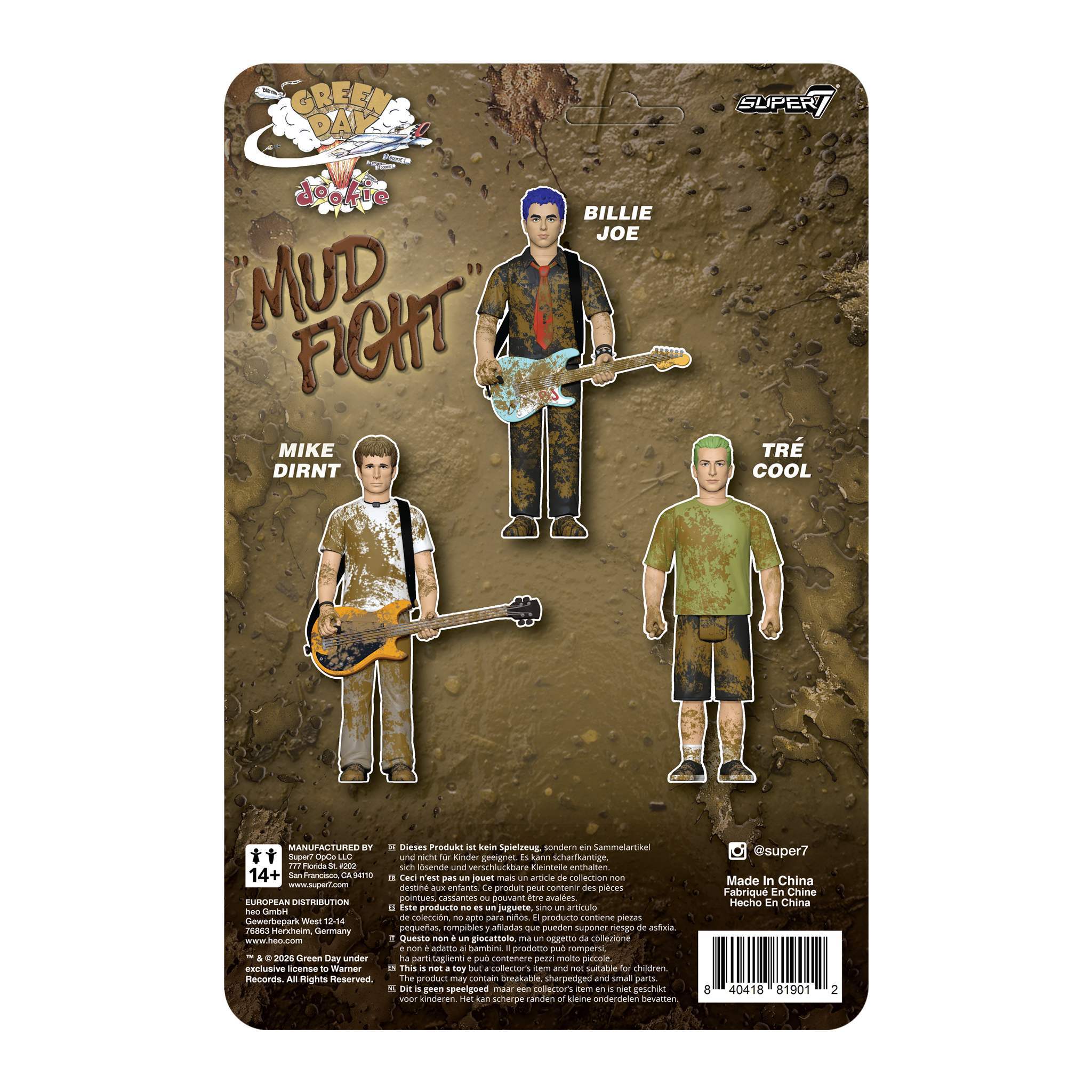 Super7 Green Day ReAction Tre Cool figurina 9.5cm Mud Fight