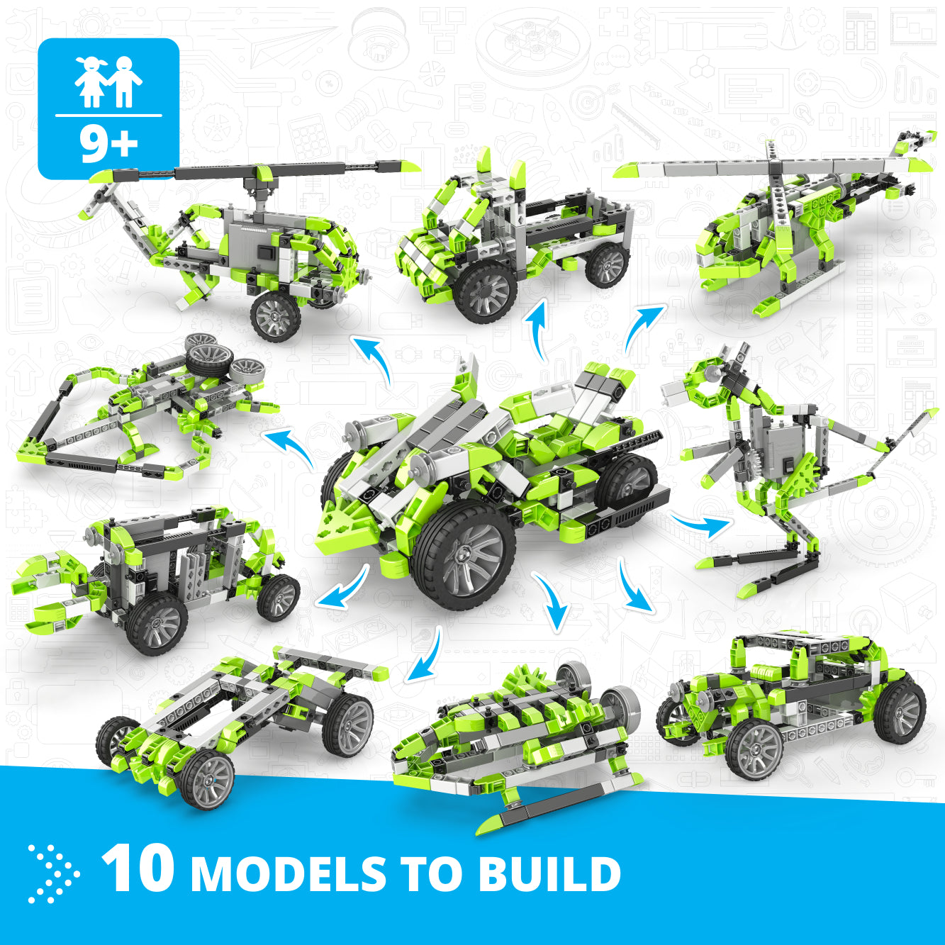 Engino Inventor Motorized 4 Wheeled Extreme Bike Set 10 Modele