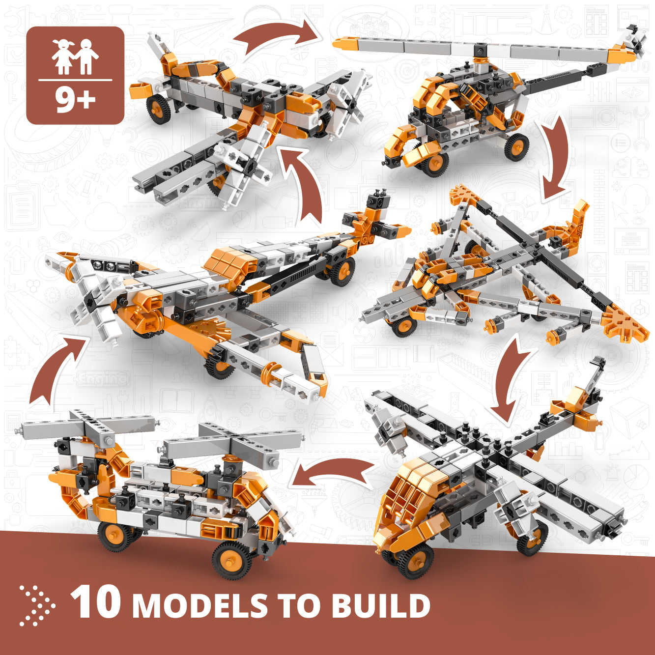 Engino Discovering STEM Machines set constructie avioane 10 modele