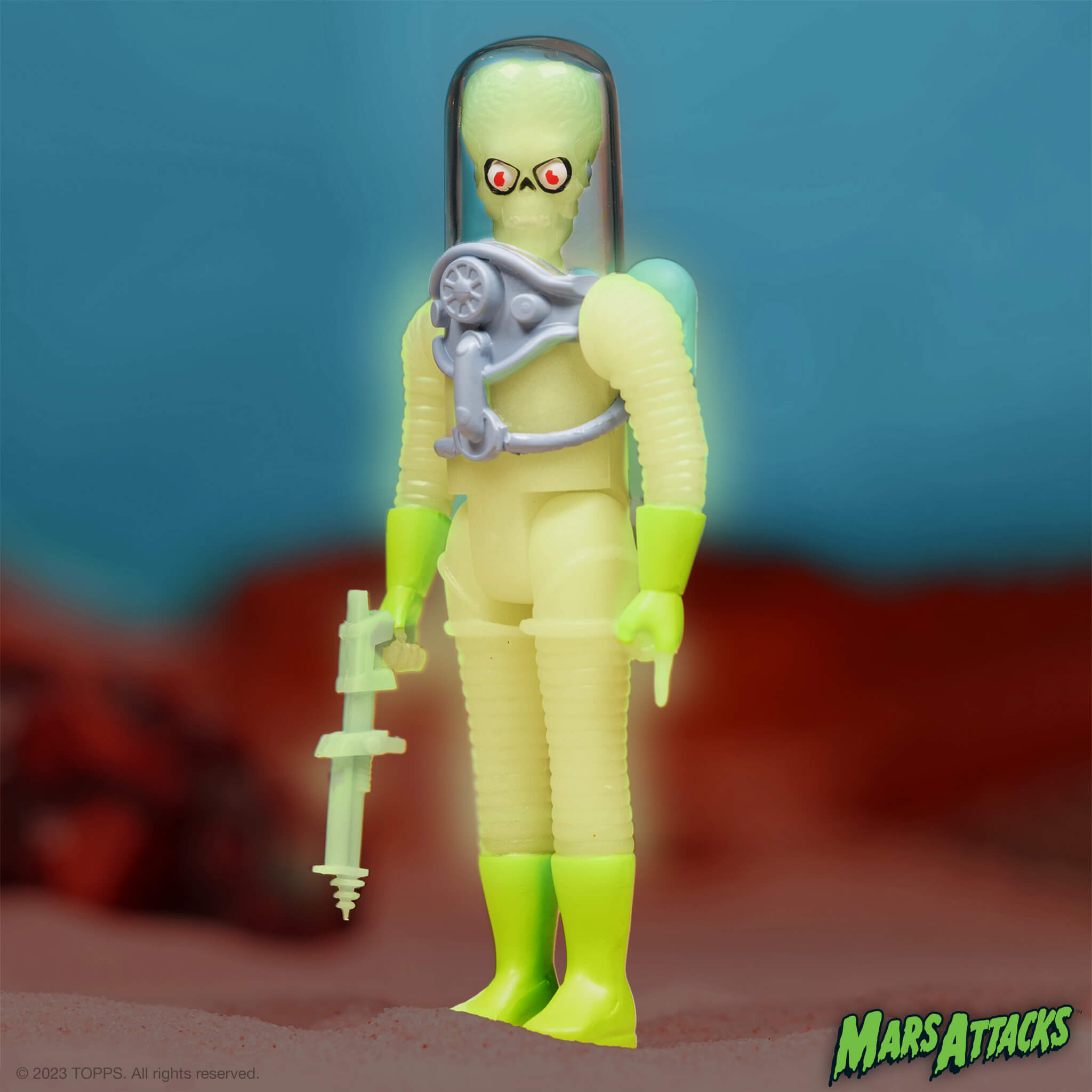 Super7 ReAction Mars Attacks figurina fosforescenta 9,5 cm