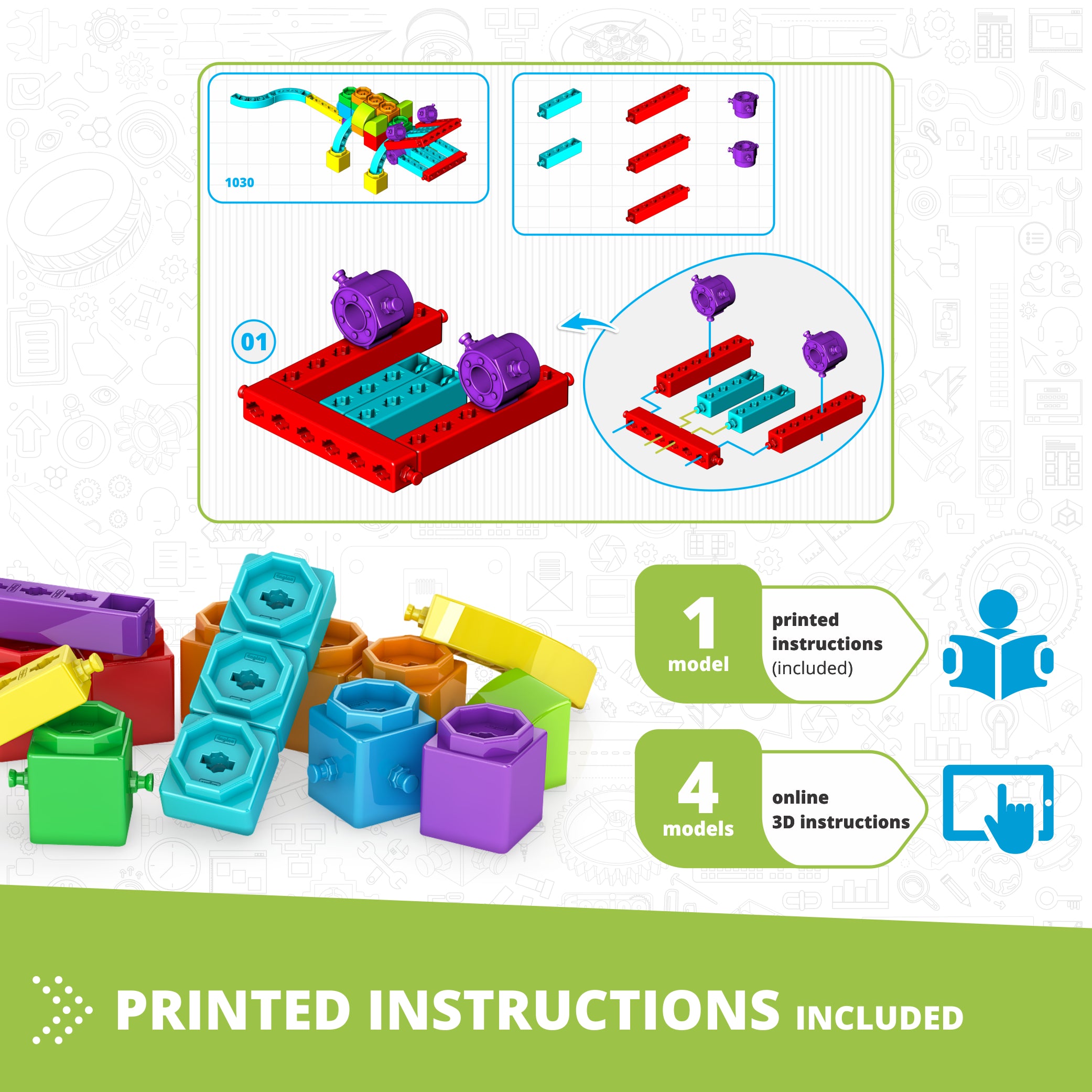 Engino Qboidz Alligator set construcție 5 modele 3+ ani