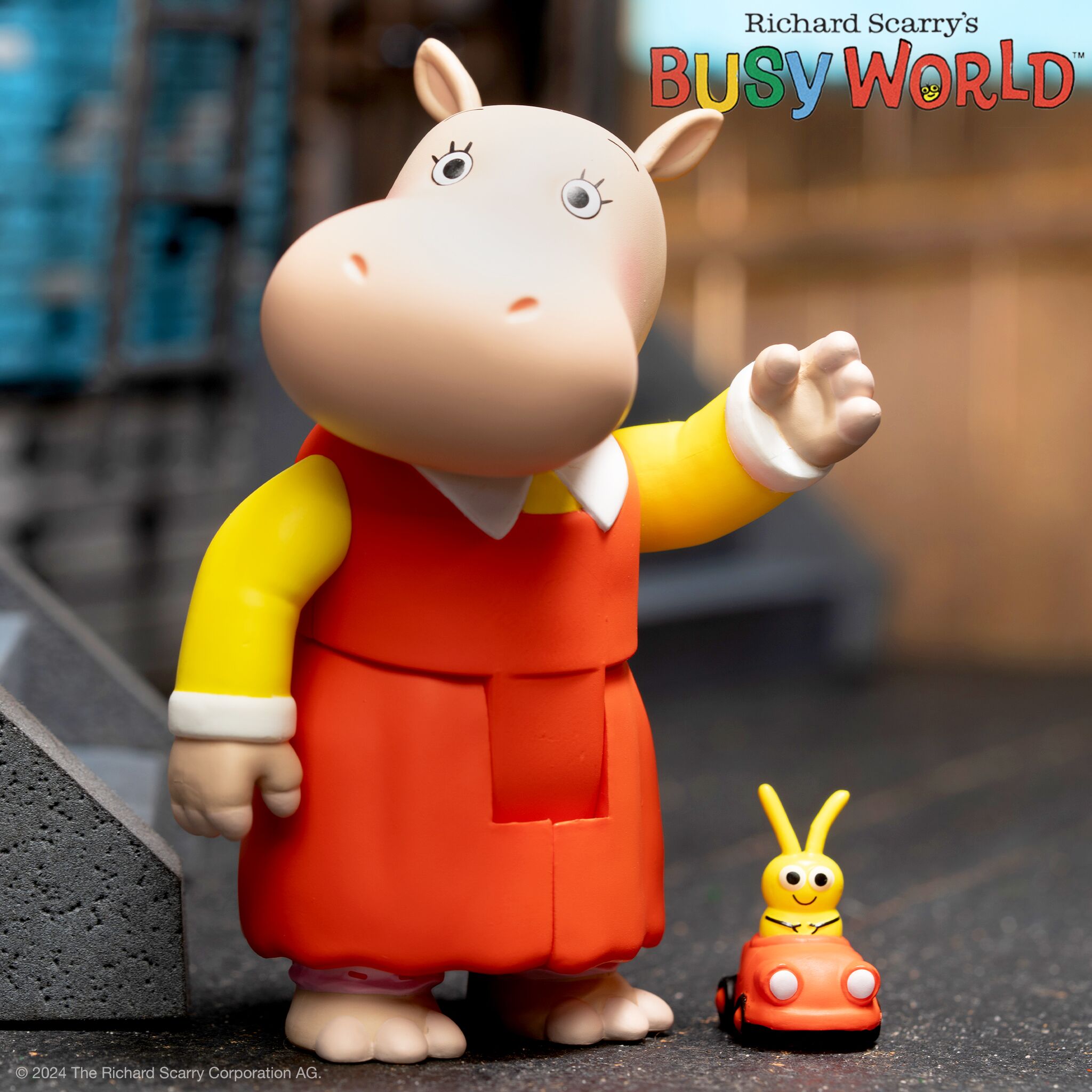 Super7 Richard Scarry ReAction W1 Hilda Hippo figurina 9 cm
