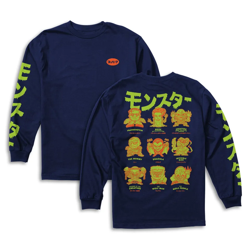 Super7 Universal Keshi Monsters tricou maneca lunga bleumarin