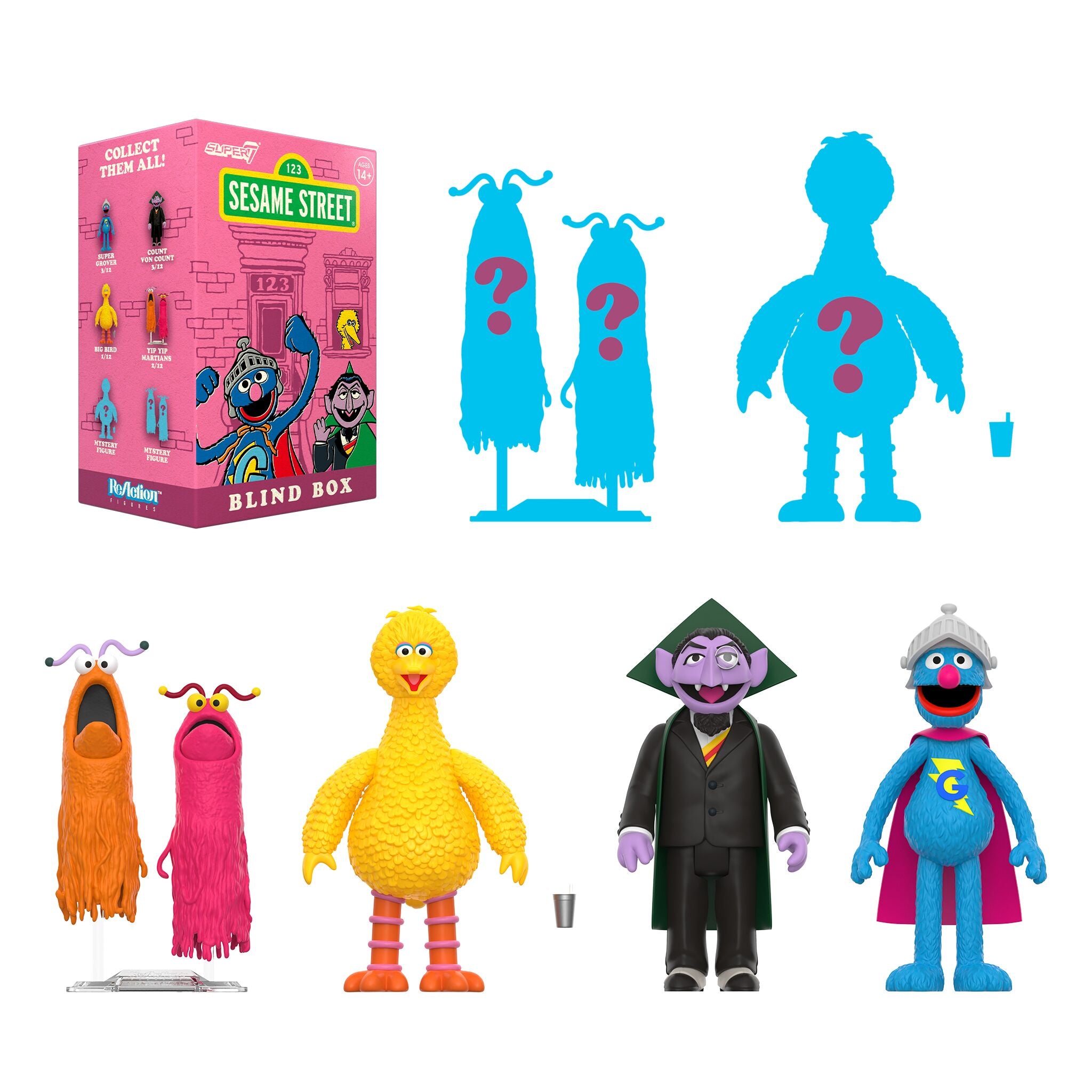 Super7 Sesame Street Blind Box ReAction set 12 figurine