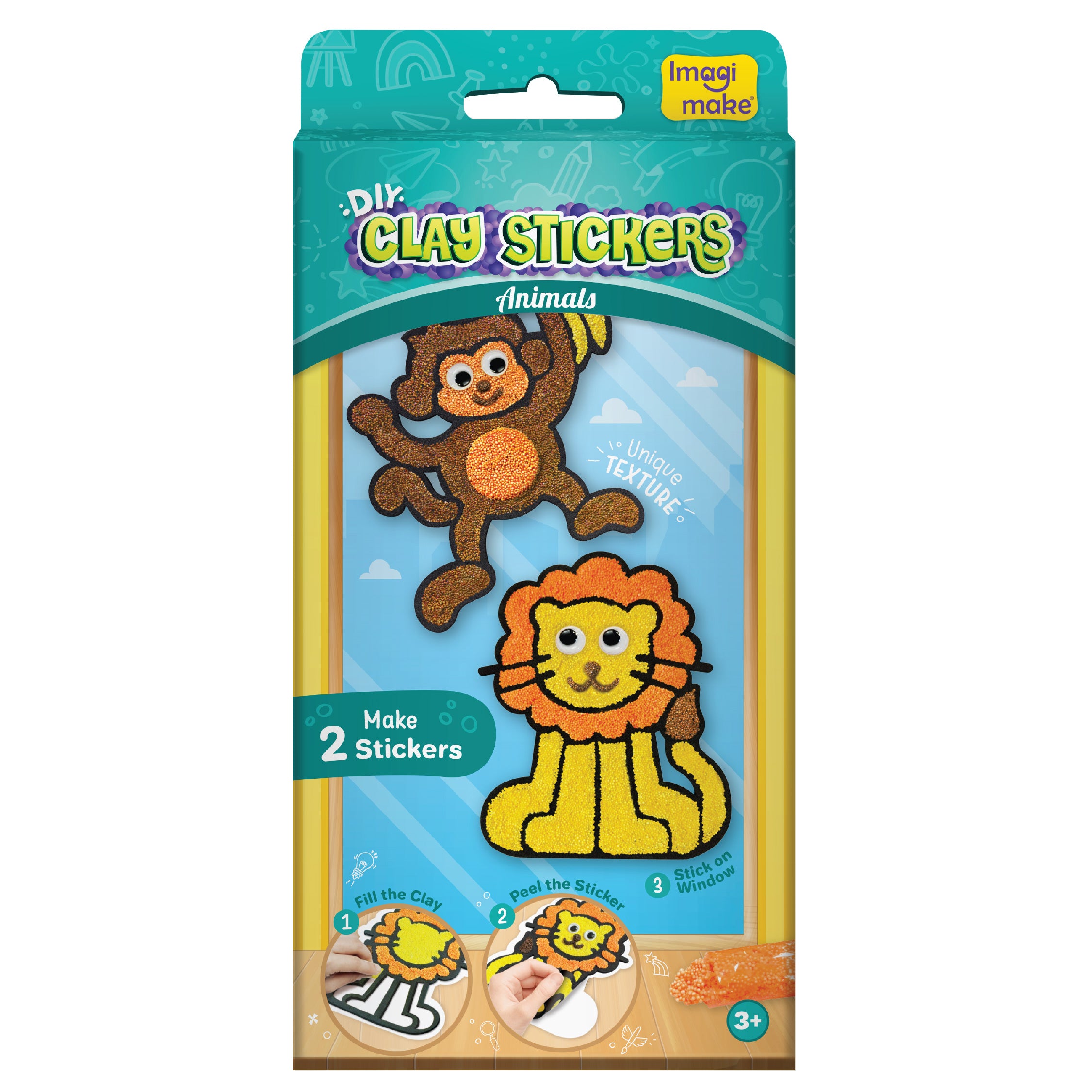 Imagimake DIY Clay Stickers Animals set plastilina 3 culori