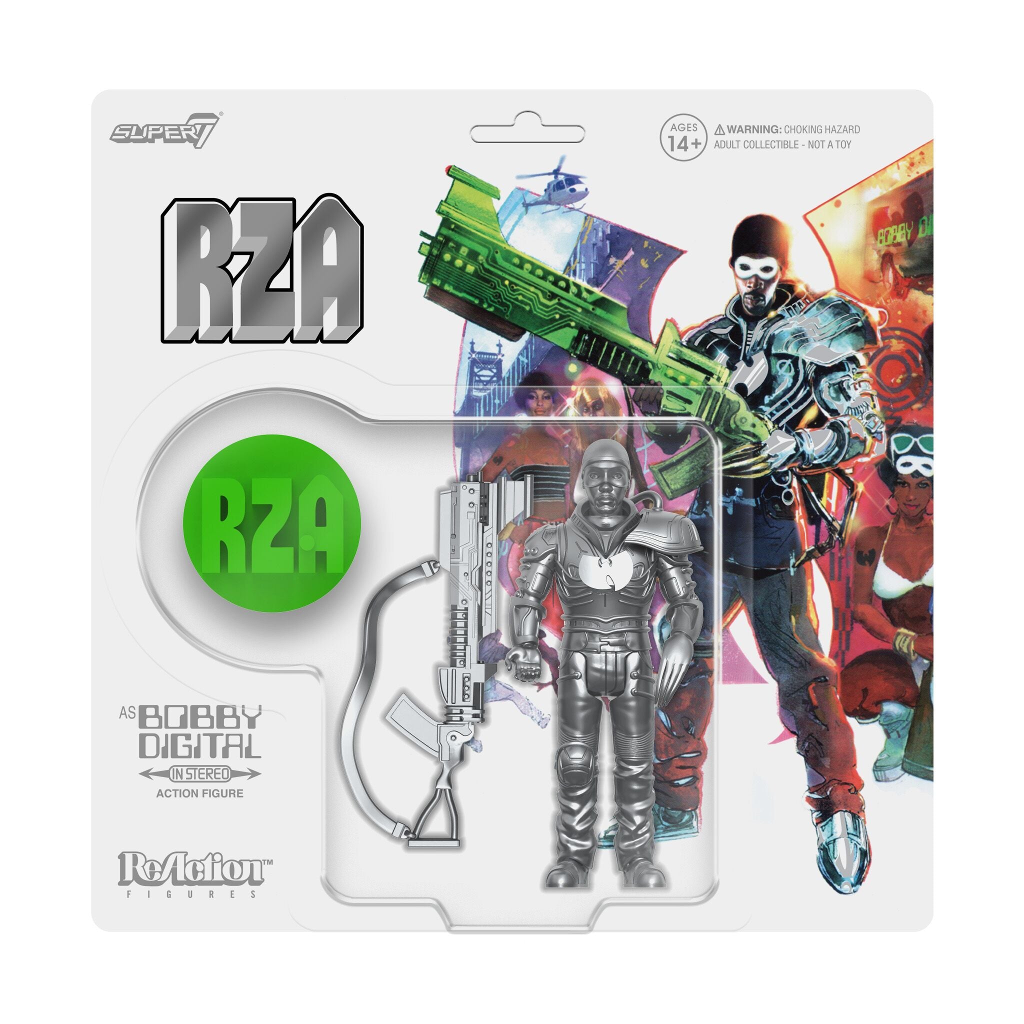 Super7 ReAction Bobby Digital Metallic Silver set figurina disc