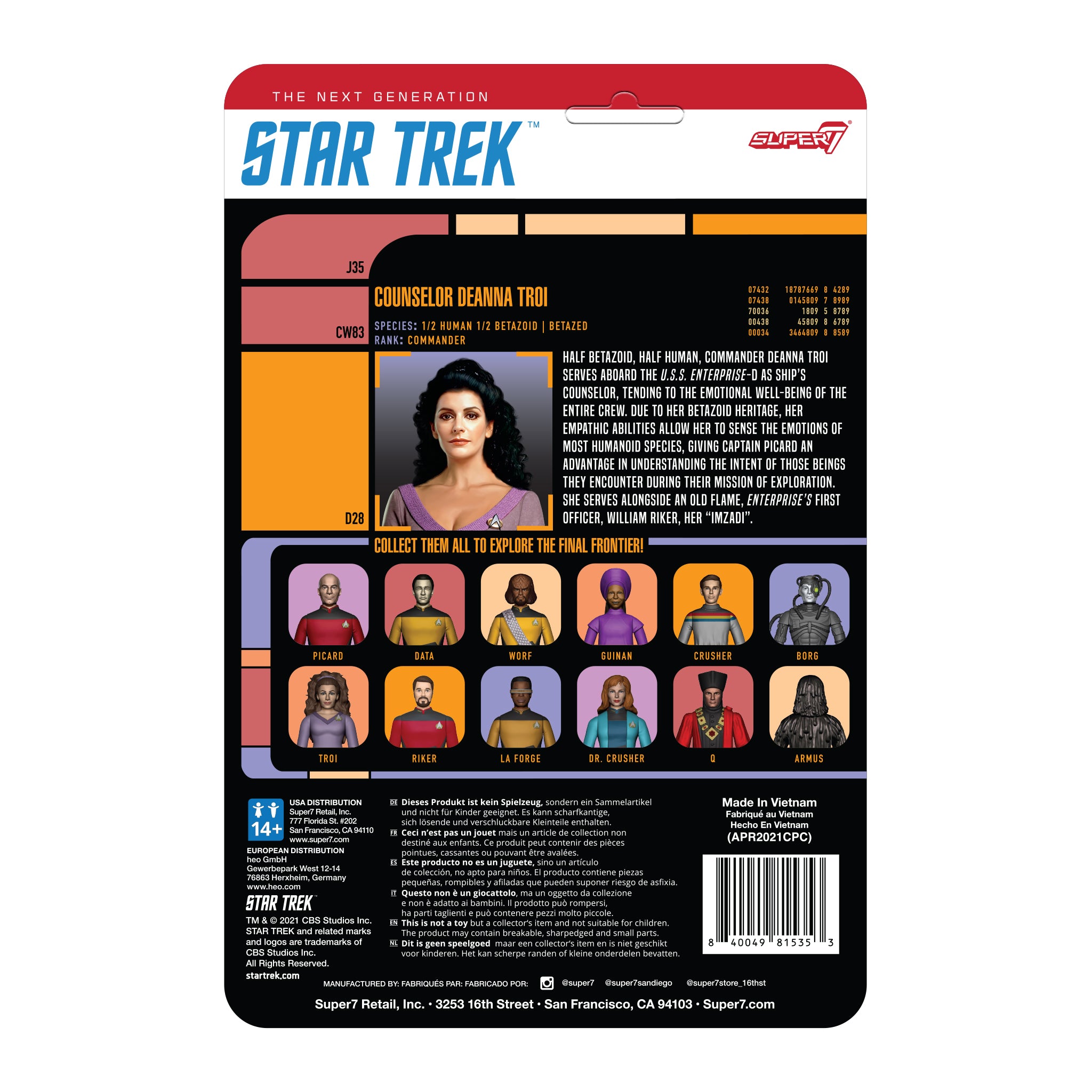 Super7 Star Trek TNG Counselor Troi figurina 9,5 cm uniforma mov