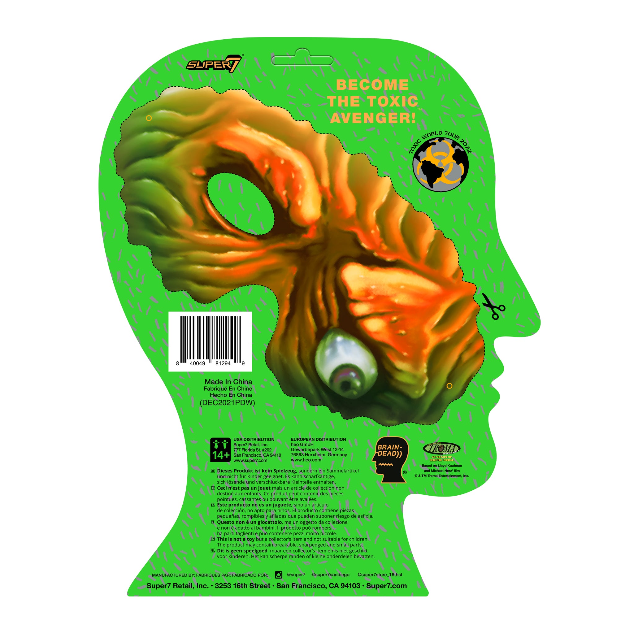 Super7 Toxic Avenger Toxie figurina fosforescenta 9,5 cm