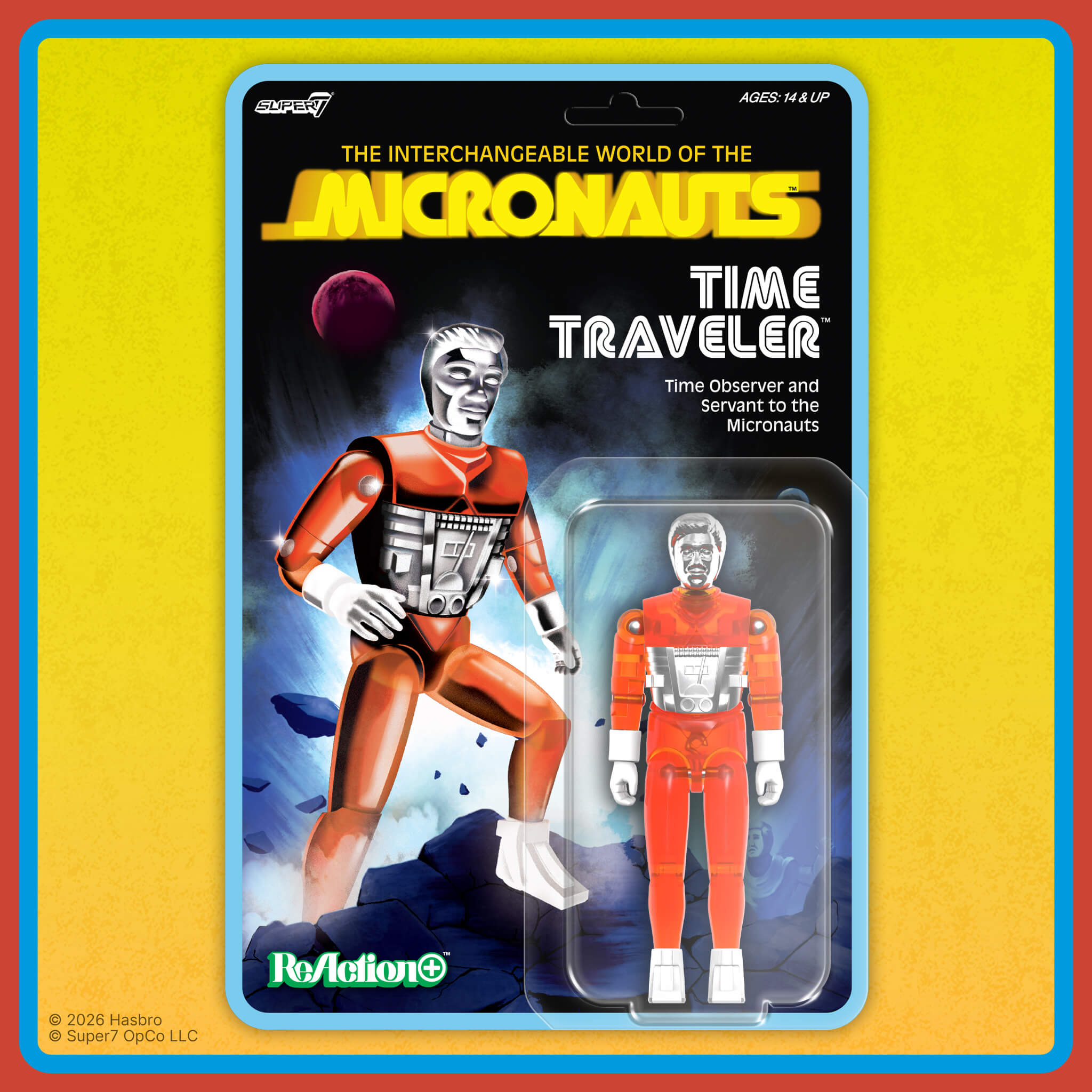 Super7 Micronauts ReAction+ Time Traveler figurina portocaliu