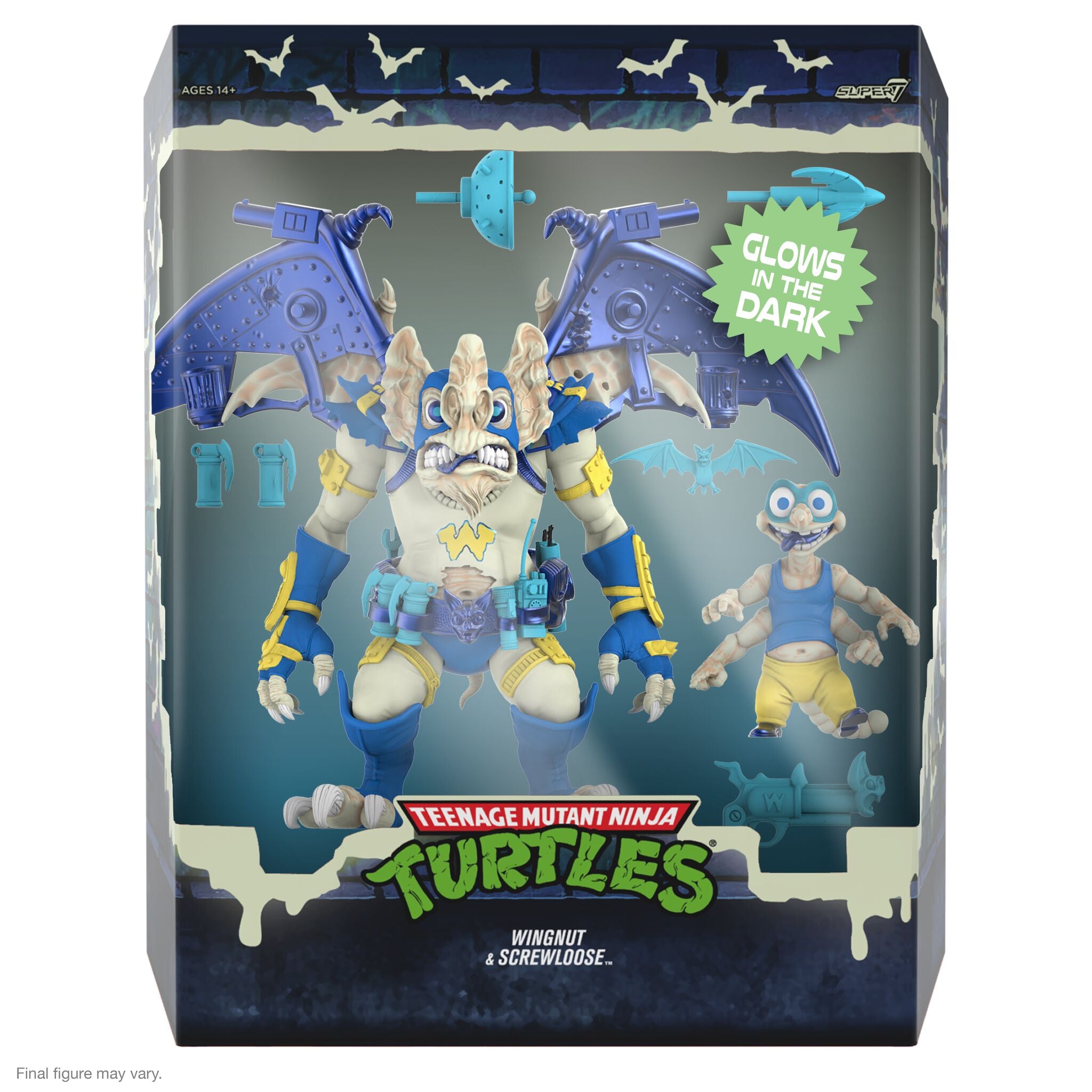 Super7 ULTIMATES TMNT Wingnut Screwloose figurina glow