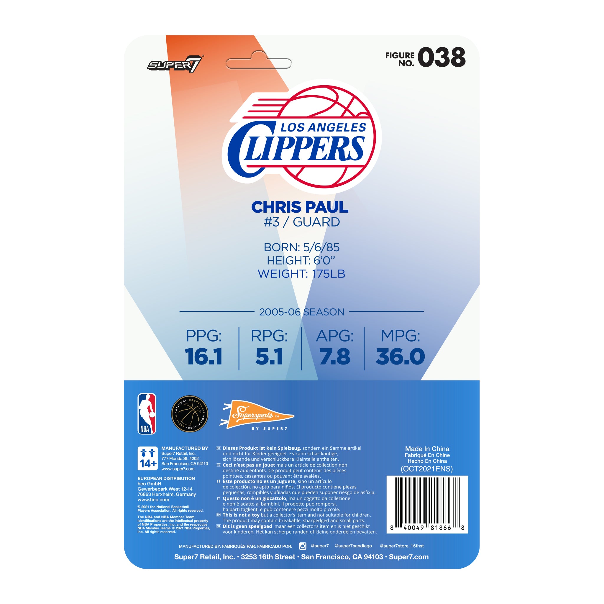 Super7 NBA Hardwood Classics figurină Chris Paul Clippers