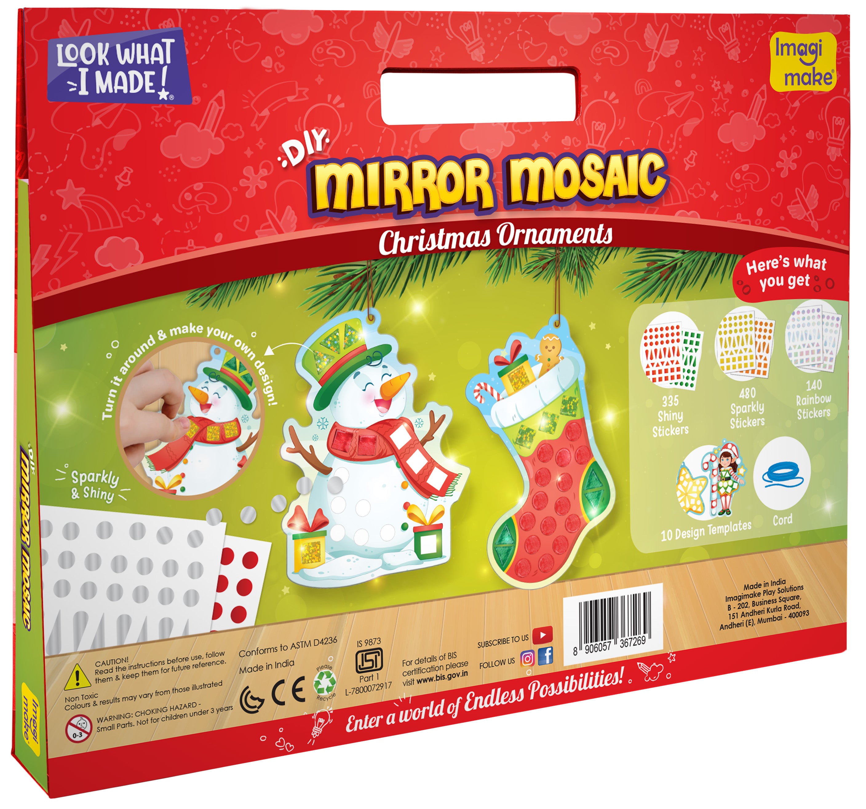 Imagimake Mirror Mosaic Christmas set mozaic cu stickere sclipici
