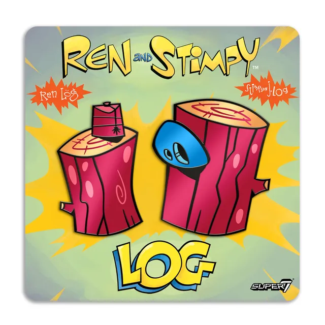 Super7 Ren si Stimpy LOG pin emailat set 2 buc