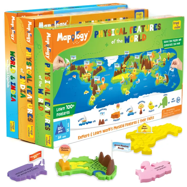 Imagimake Mapology India and World puzzle harti 4 planse