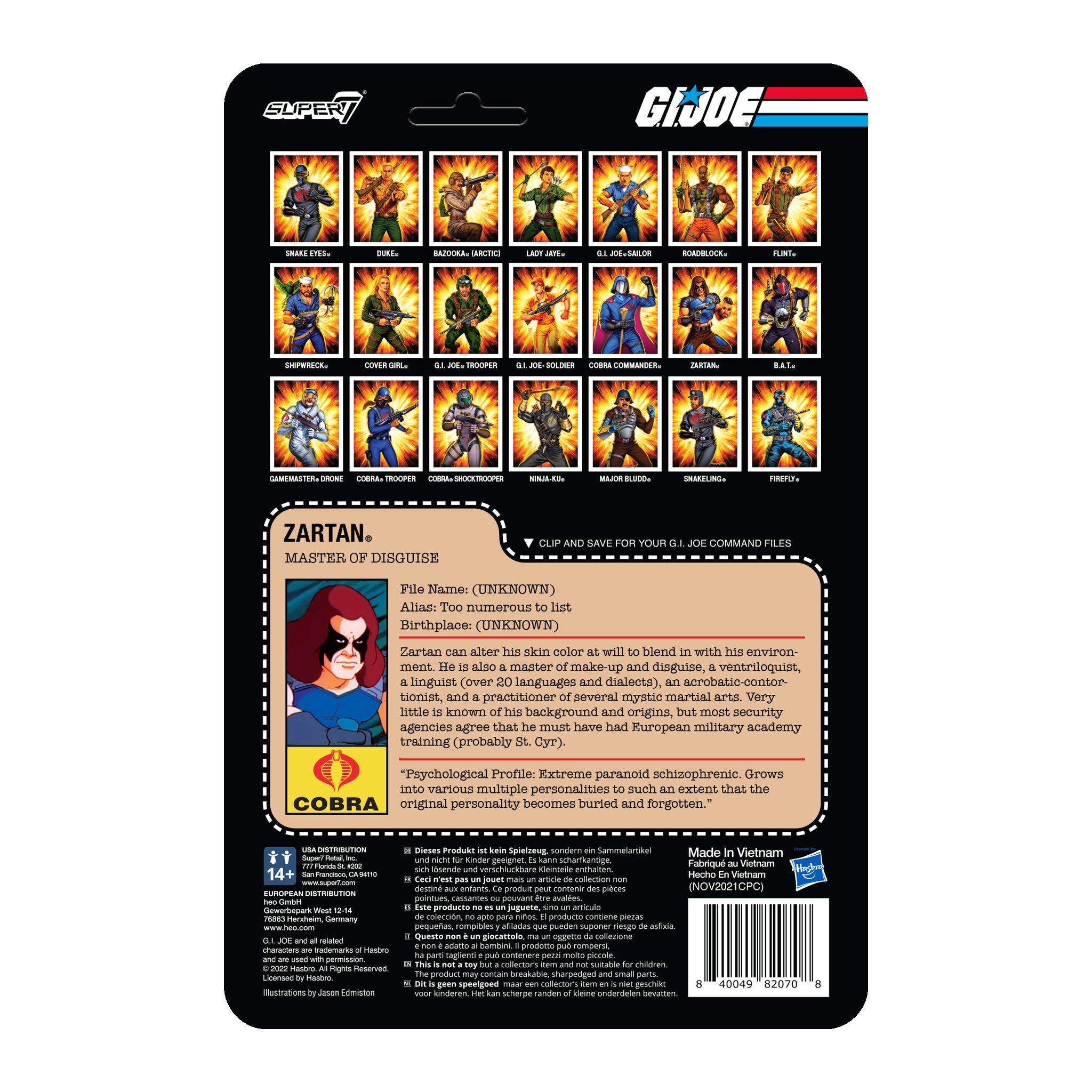 Super7 G.I. Joe ReAction Zartan figurina 9,5cm cu masca