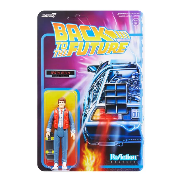 Super7 ReAction Marty McFly figurina 1985 cu skateboard