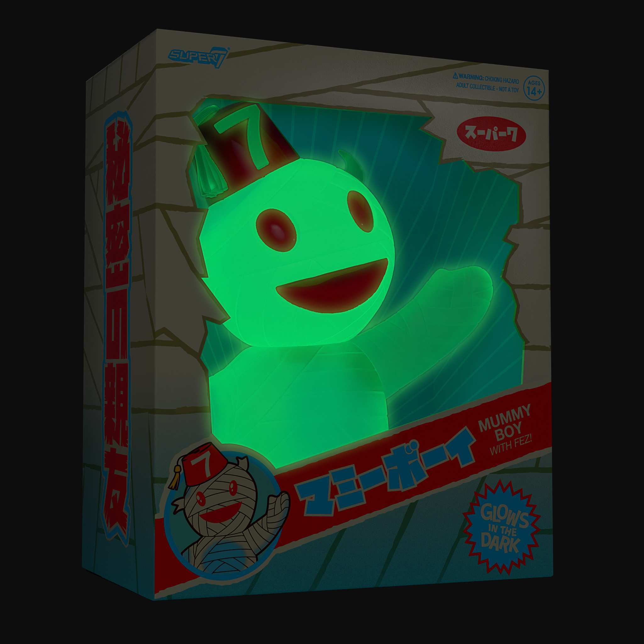 Super7 Vinyl Mummy Boy Glow Fez figurina 15 cm
