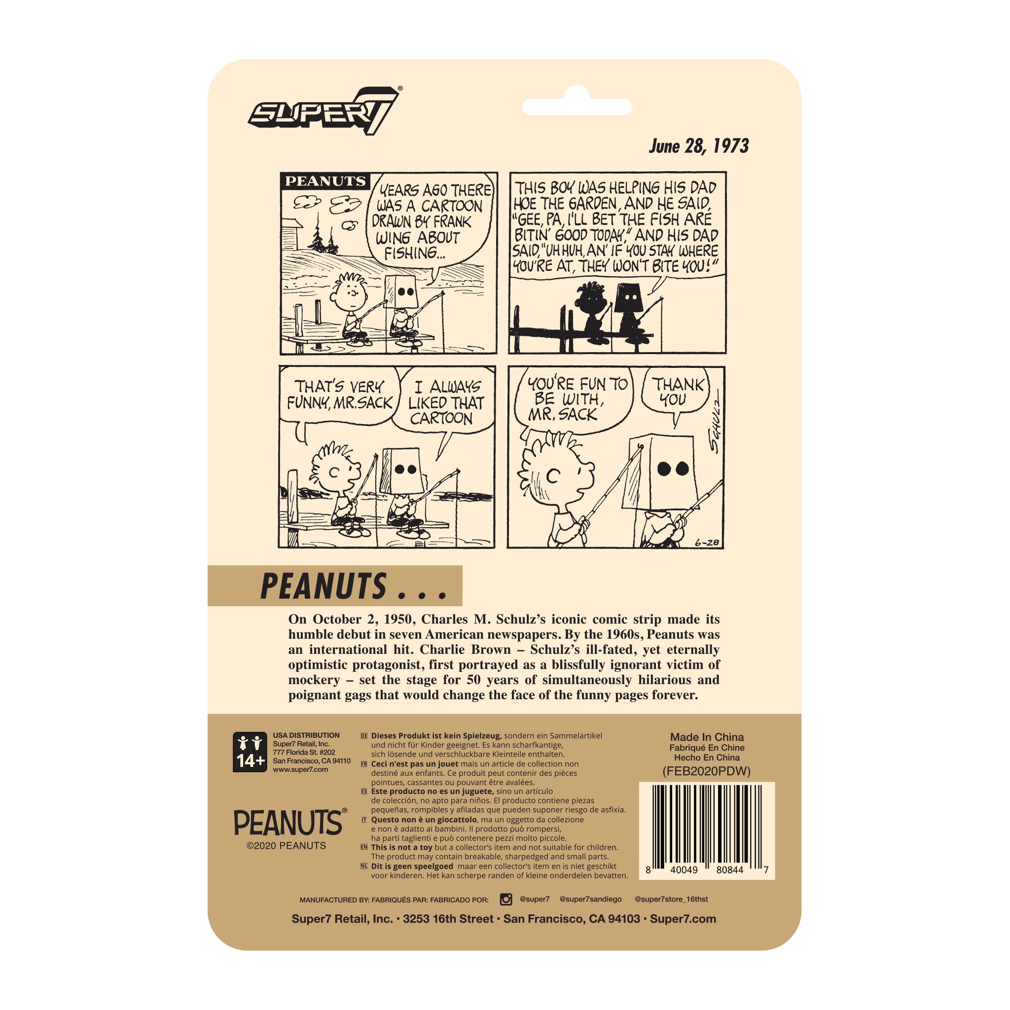 Super7 Peanuts ReAction Mr. Sack figurina 9,5 cm cu undita