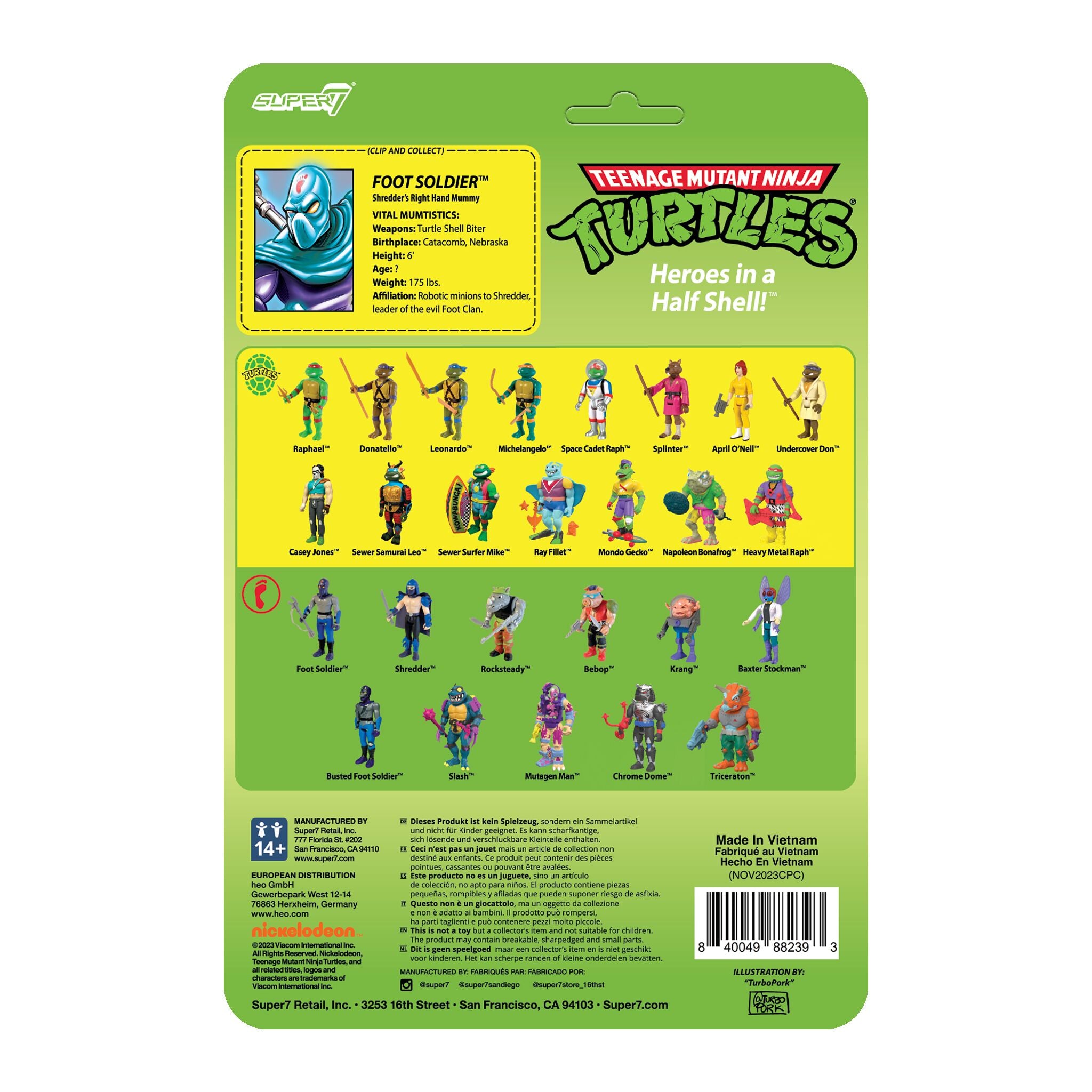 Super7 ReAction TMNT Foot Soldier Blue Glow figurina 9,5 cm