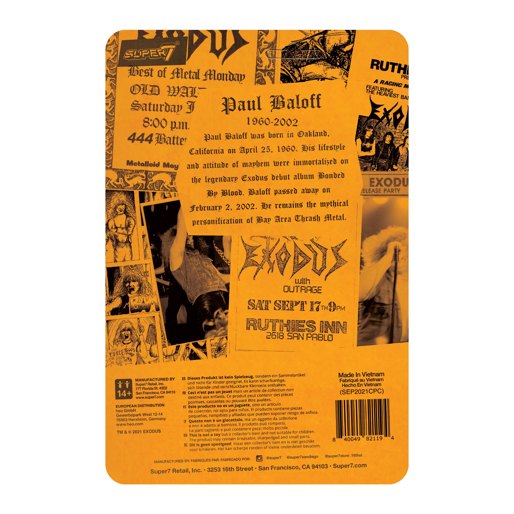 Super7 ReAction Paul Baloff figurina + fanzine Metal Mania