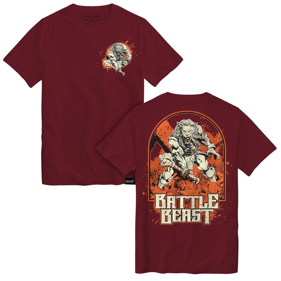 Super7 Invincible Battle Beast tricou visiniu bumbac