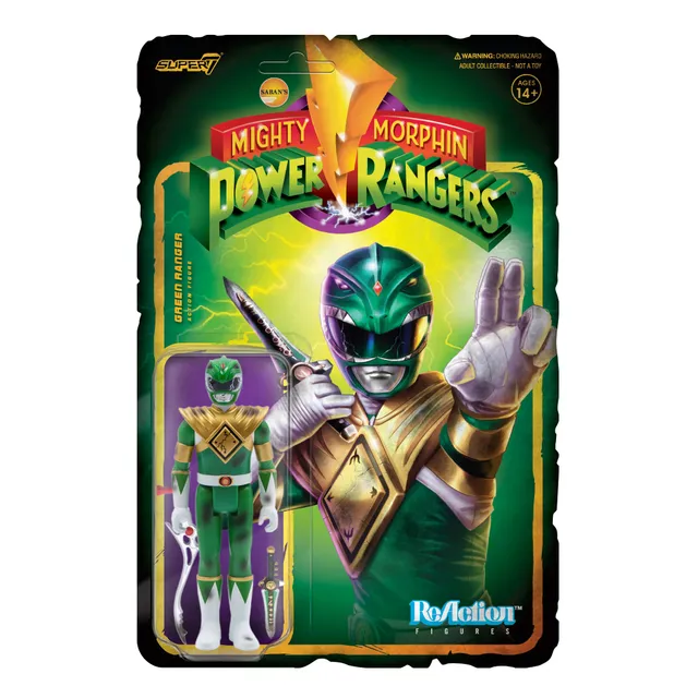 Super7 ReAction Green Ranger figurina battle damaged