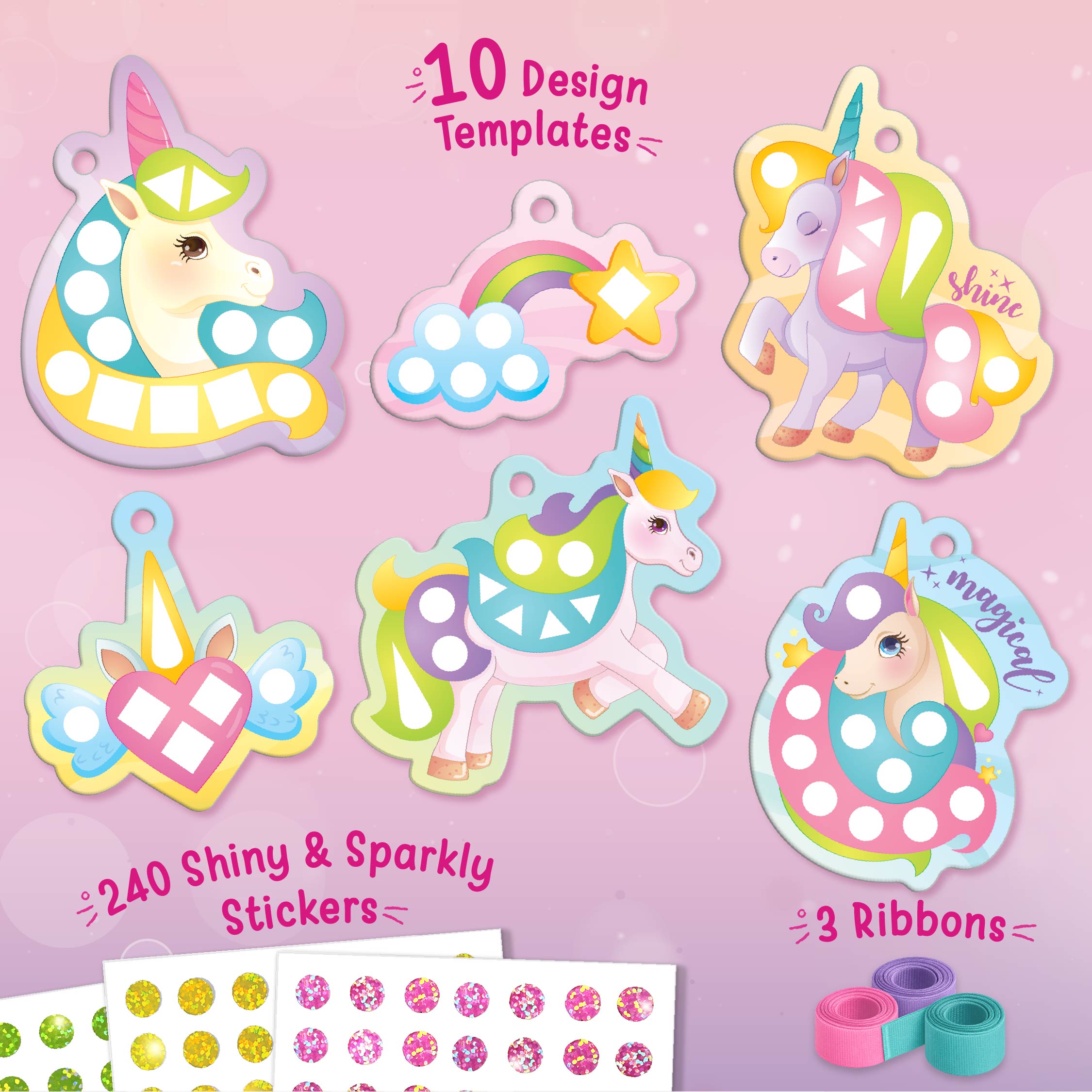 Imagimake Mirror Mosaic breloc Unicorn 10 șabloane